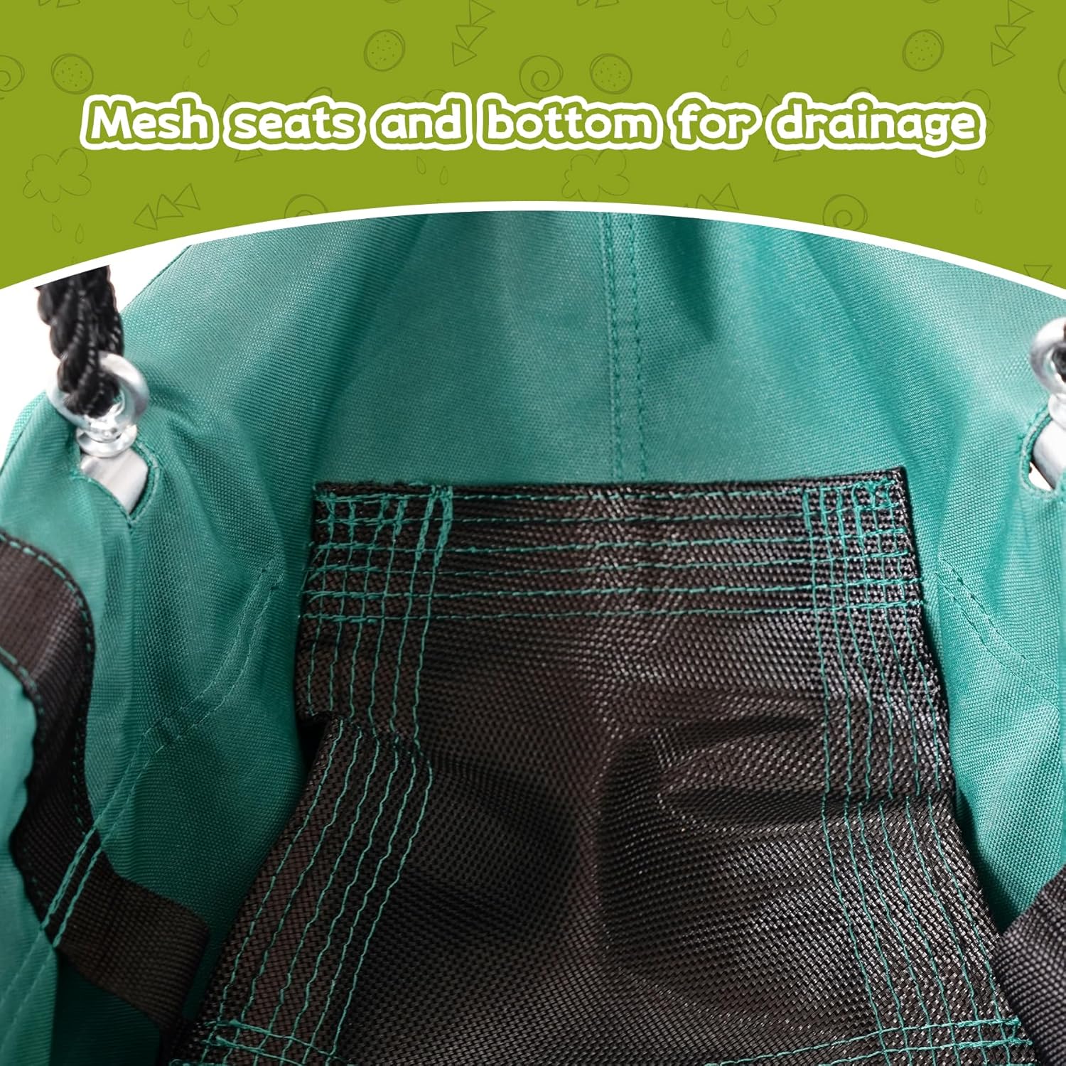 Large Platform 53'' RPET Boat-Shaped Swing, Canoe Tree Swing for Kids, Eco-Friendly Fabric, Indoor/Outdoor Hanging Hammock Chair, Safe & Comfortable Children’s Play (Racing Green)