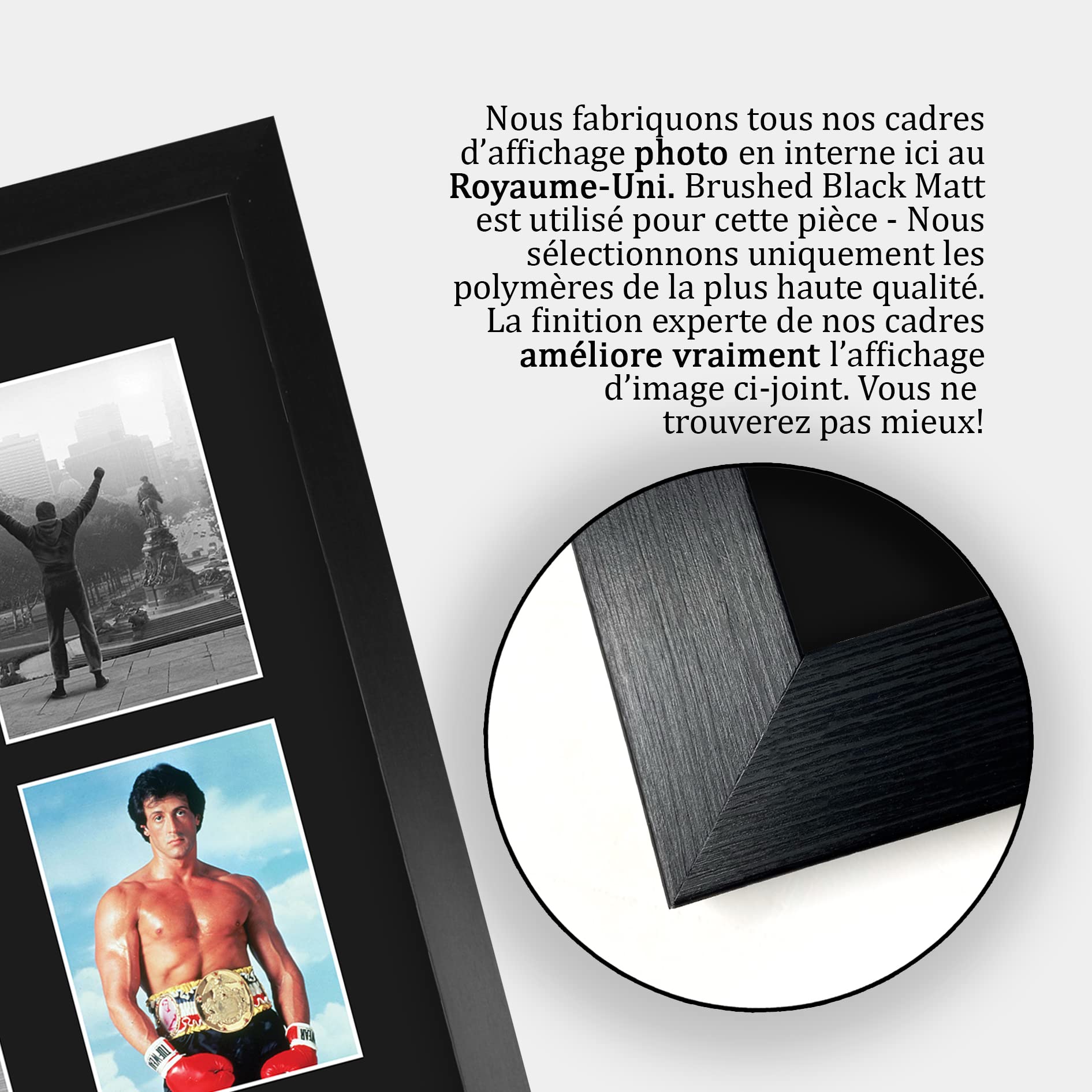 HWC Trading FR A3 Sylvester Stallone Rocky Cadeaux Imprimés Autographe Affichage d’autographes pour les fans de cinéma - A3 Encadré