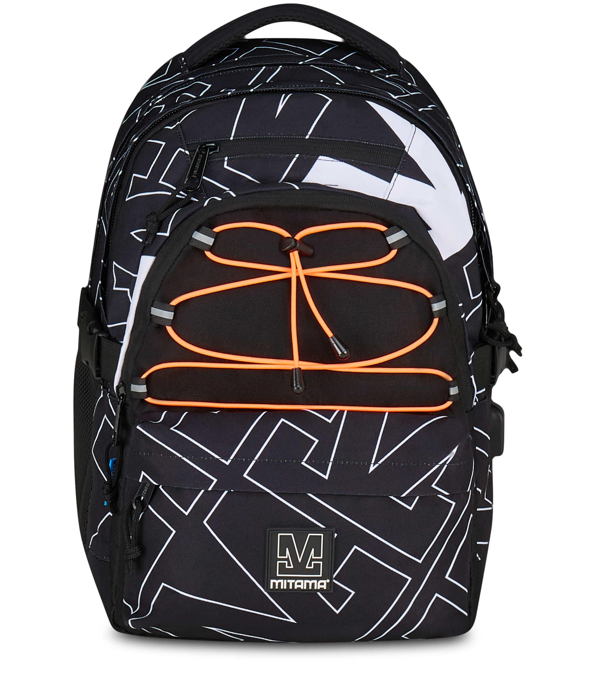 Mitama Zaino Scuola #BDBF LEGACY, Nero, Zaino Triplo Scomparto, Tasca Porta Borraccia, Porta USB Integrata, Larghezza Regolabile, Zaino Scuola Media e Superiore, Ragazzo