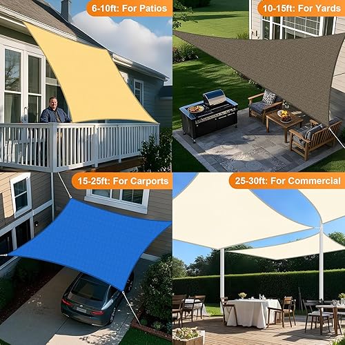 Miniatura 6 de Artpuch - Toldo tipo vela, de 6.53ozm, bloquea los rayos ultravioleta, ideal para el patio, jardín, instalaciones y actividades al aire libre (10 x