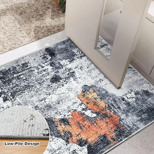 Miniatura 2 de OIGAE Alfombra lavable de 2 x 6 pies, alfombra larga abstracta moderna para pasillo de cocina con parte trasera antideslizante, alfombra para