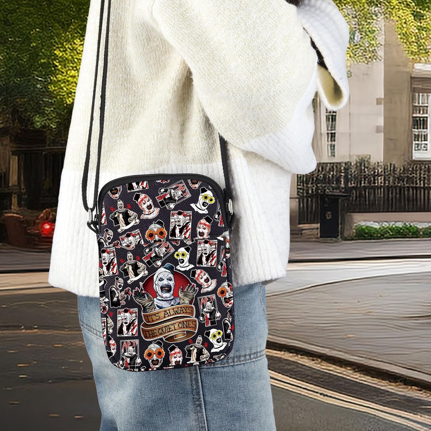 BWWKTOP Art Clown Crossbody Bag Horror Clown Inspired Gift Scary Art Clown Merchandise - Image 3