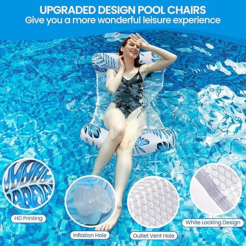 Miniatura 3 de 358 Pack Pool Hammock Upgrated Water Pool Floats, 4-in-1 (Hammock, Saddle, Lounge Chair, Drifter) Multi-Purpose Water Pool Float, Non-Stick PVC
