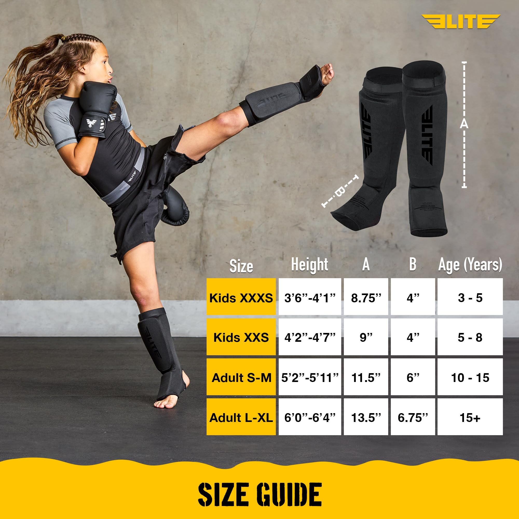 Elite Sports Shin Pad Espinilleras MMA, Unisex Adulto