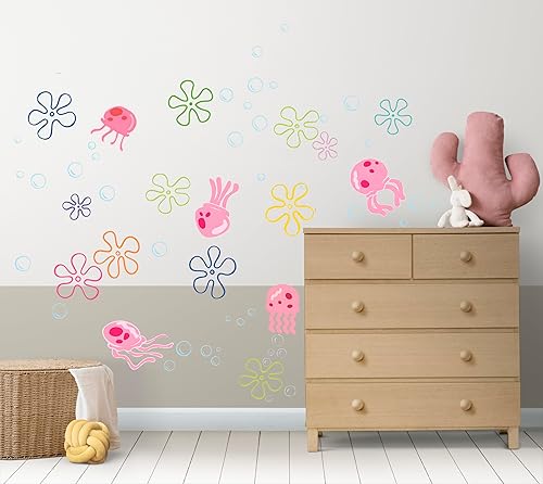 Miniatura 3 de Calcomanías de pared de burbujas de medusas bajo el mar, océano, calcomanías de pared transparentes extraíbles para despegar y pegar, decoración de