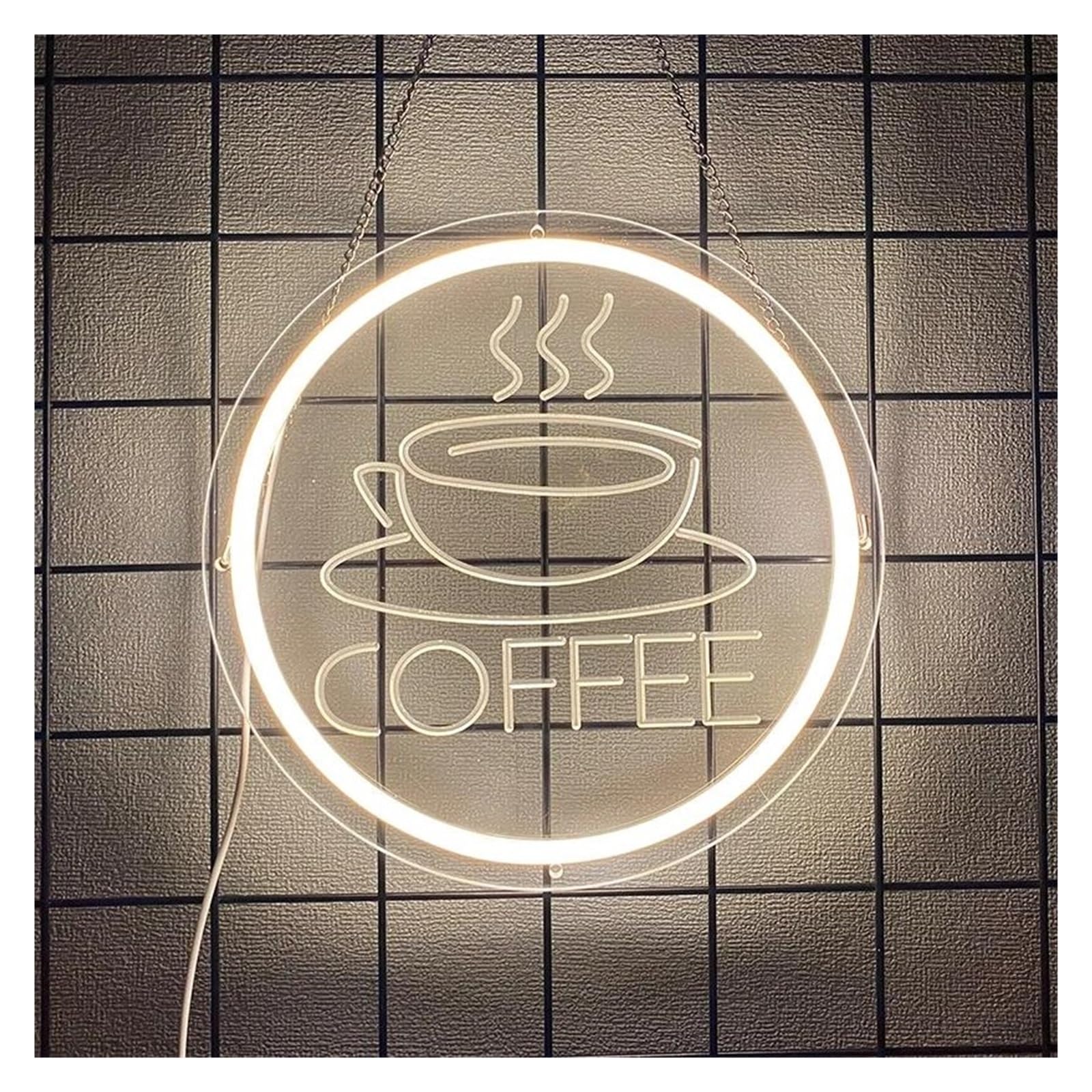 SHOUXI Sign Lamp Coffee Neon Sign Light Dimmable USB Powered for Cafe Bar Restaurant Business Home Office Hotel Birthday Party Wall Decor 28cmx28cm(C)