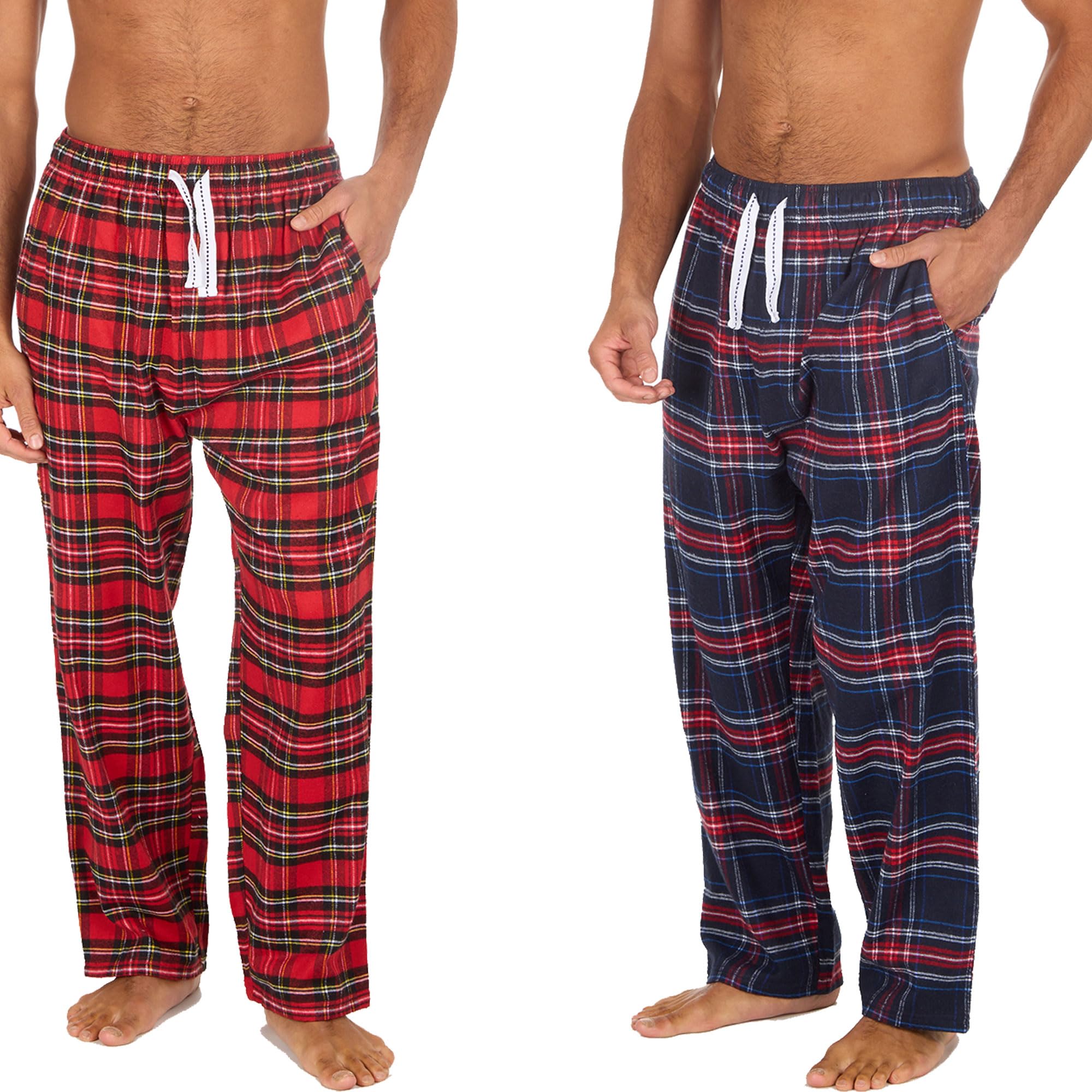INSIGNIAMens Pyjamas Lounge Pants Cotton Check Bottoms 2 pack