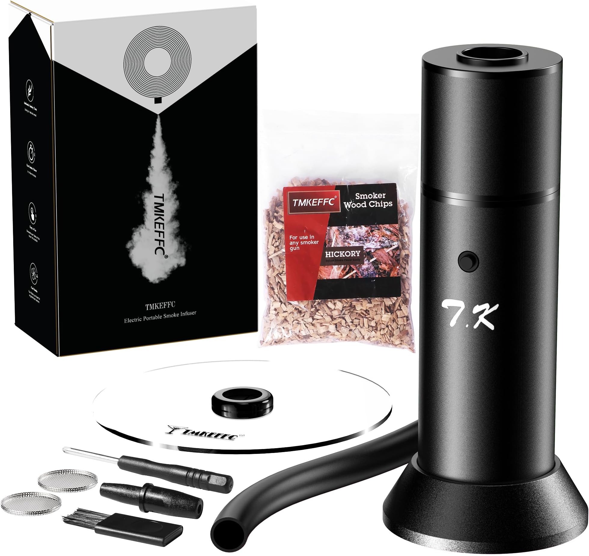 Portable Food Smoker (Black, New Upgrade) - Real Wood Chips Smoke Infuser for Sous Vide, Steak, Salmon, Cocktails