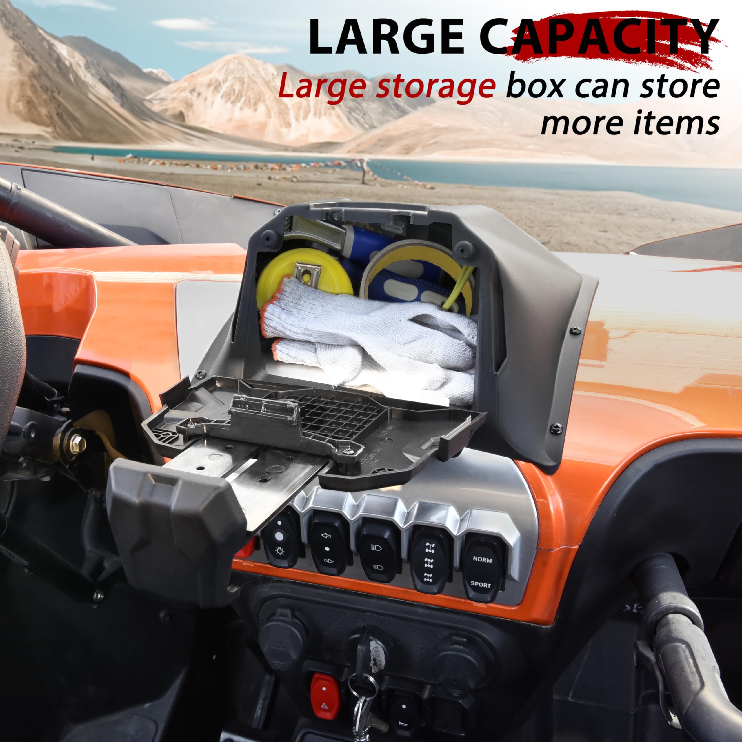 UTVXPERT Adjustable Electronic Device Tablet Phone Holder GPS Navigator Bracket Phone Mount with Storage Box for CFMOTO ZForce 950 Sport/HO/EX 2020-2024 Accessories