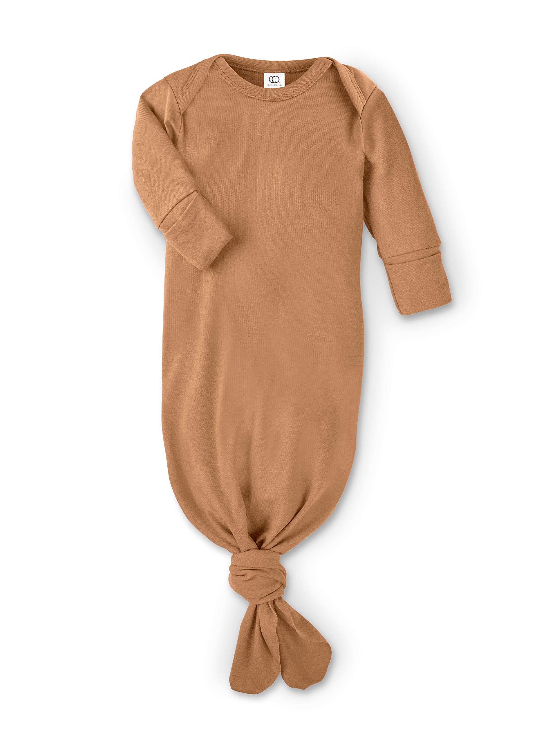 Colored Organics Baby Organic Cotton Knotted Gown - Infant Nightgown with Mitten Cuffs - Ginger - NB