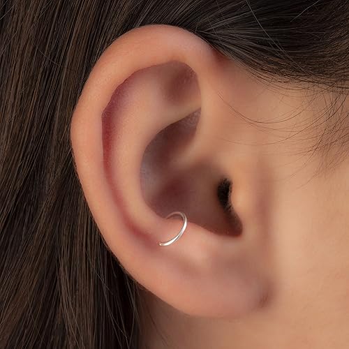 Miniatura 2 de Silver Anti Tragus Ring - 20 gauge snug Silver Anti-tragus piercing thin anti tragus ring - Sterling Silver Anti tragus jewelry (silver,