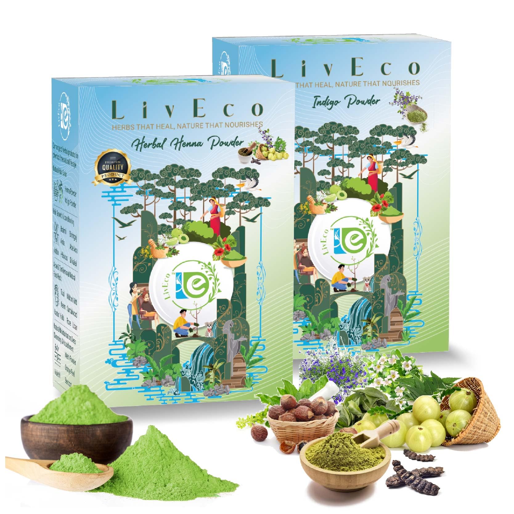 Buy LivEco al Henna Indigo Powder For Hair Combo 8 s Mix Mehndi And