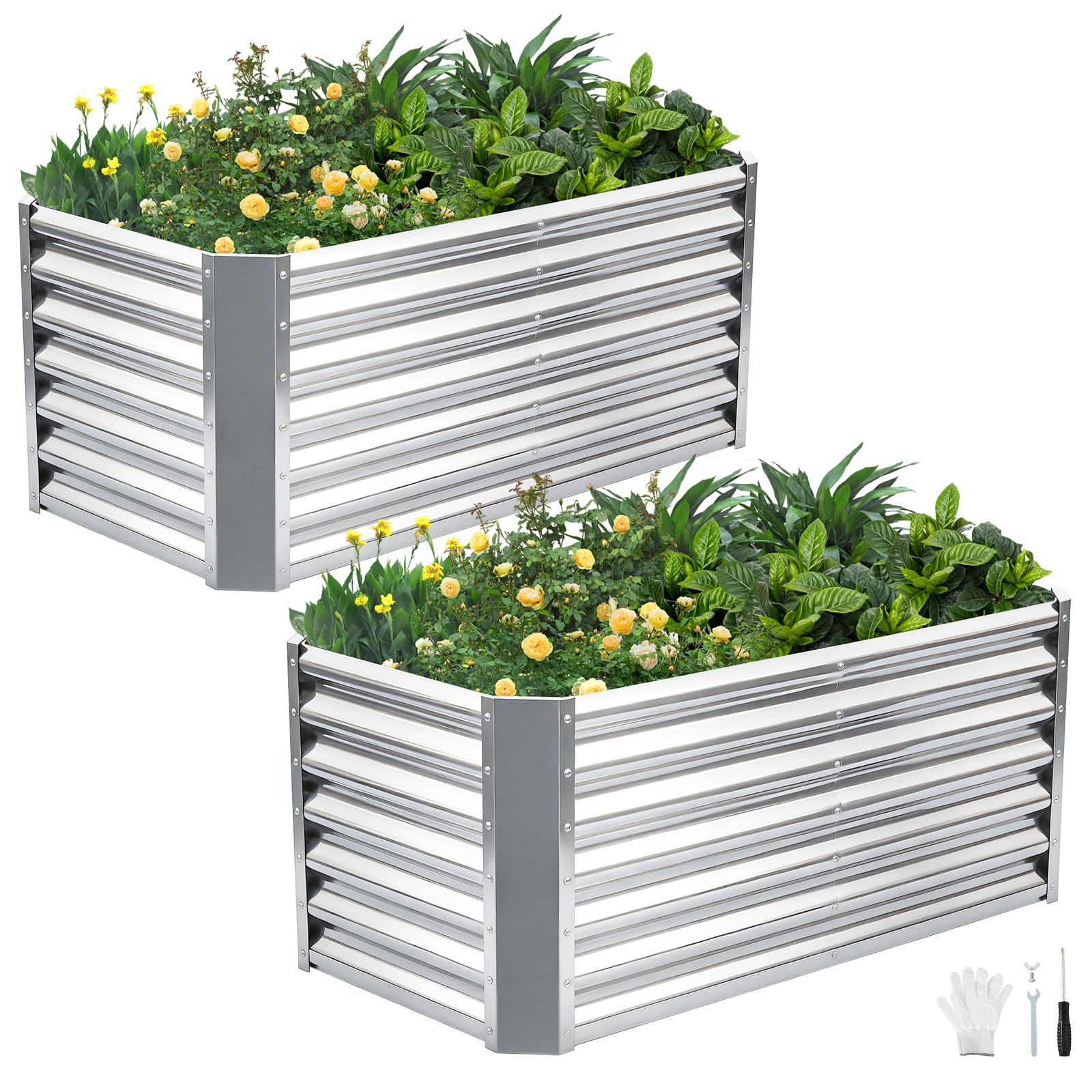 GoCampDirect Galvanized Raised Garden Bed - 120x60x60cm Deep Root Box