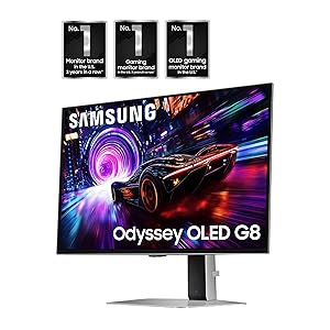 SAMSUNG 27-inch Odyssey QD-OLED G8 (G81SF), 4K, 240Hz, Gaming Monitor, 0.03ms Response Time, DisplayHDR True Black 400, AMD FreeSync Premium Pro, Ergonomic Stand, LS27FG810SNXZA, 2025
