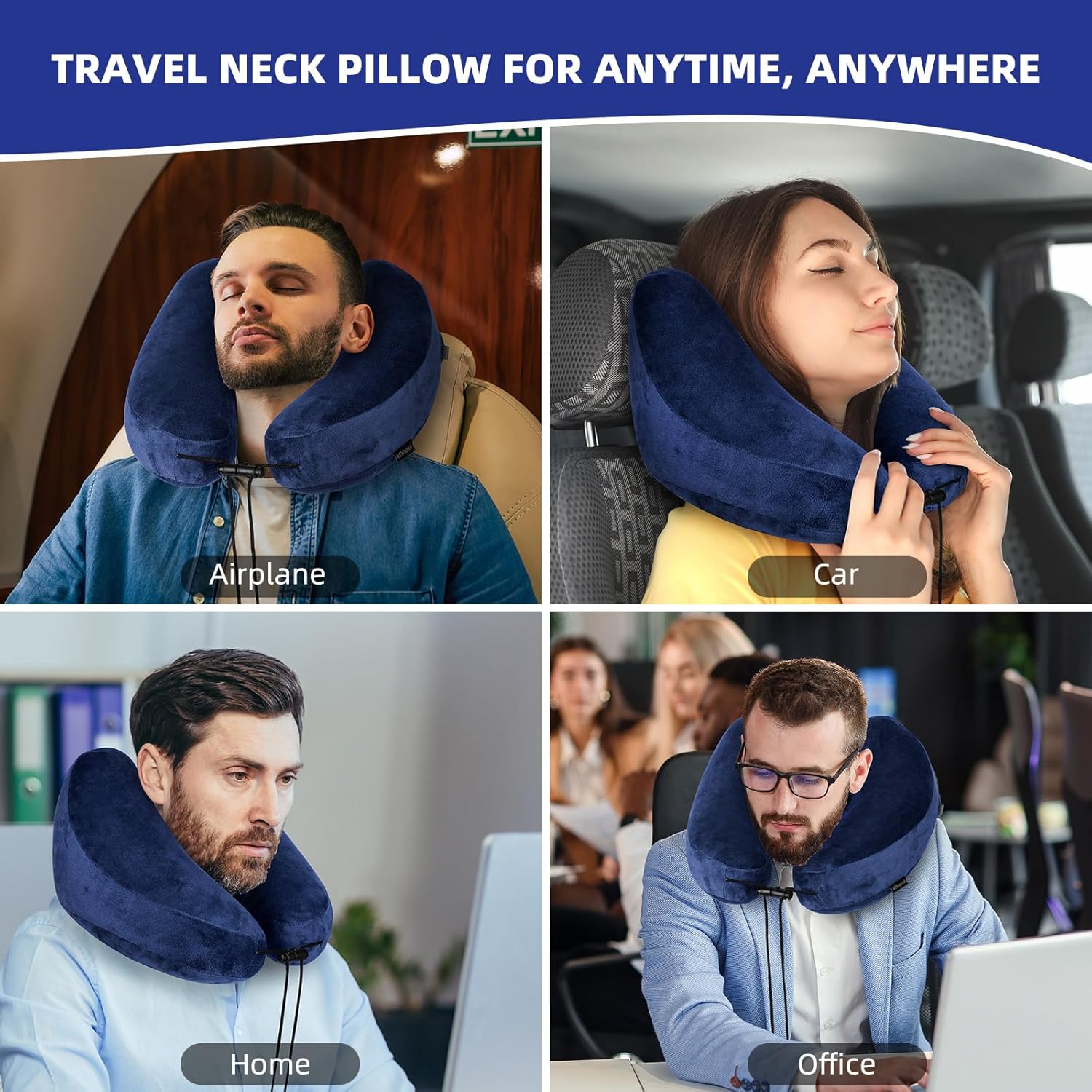 Inflatable Travel Pillow, H-Shape Inflatable Neck Pillow for Traveling on Plane, Washable Cover Travel Pillow Airplane Pillow for Neck Support, Blow up Neck Pillows for Air Travel - Image 4