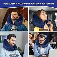 Vista 4 de Almohada inflable de viaje, almohada inflable en forma de H para viajar en avión, funda lavable, almohada de viaje almohada de avión para soporte