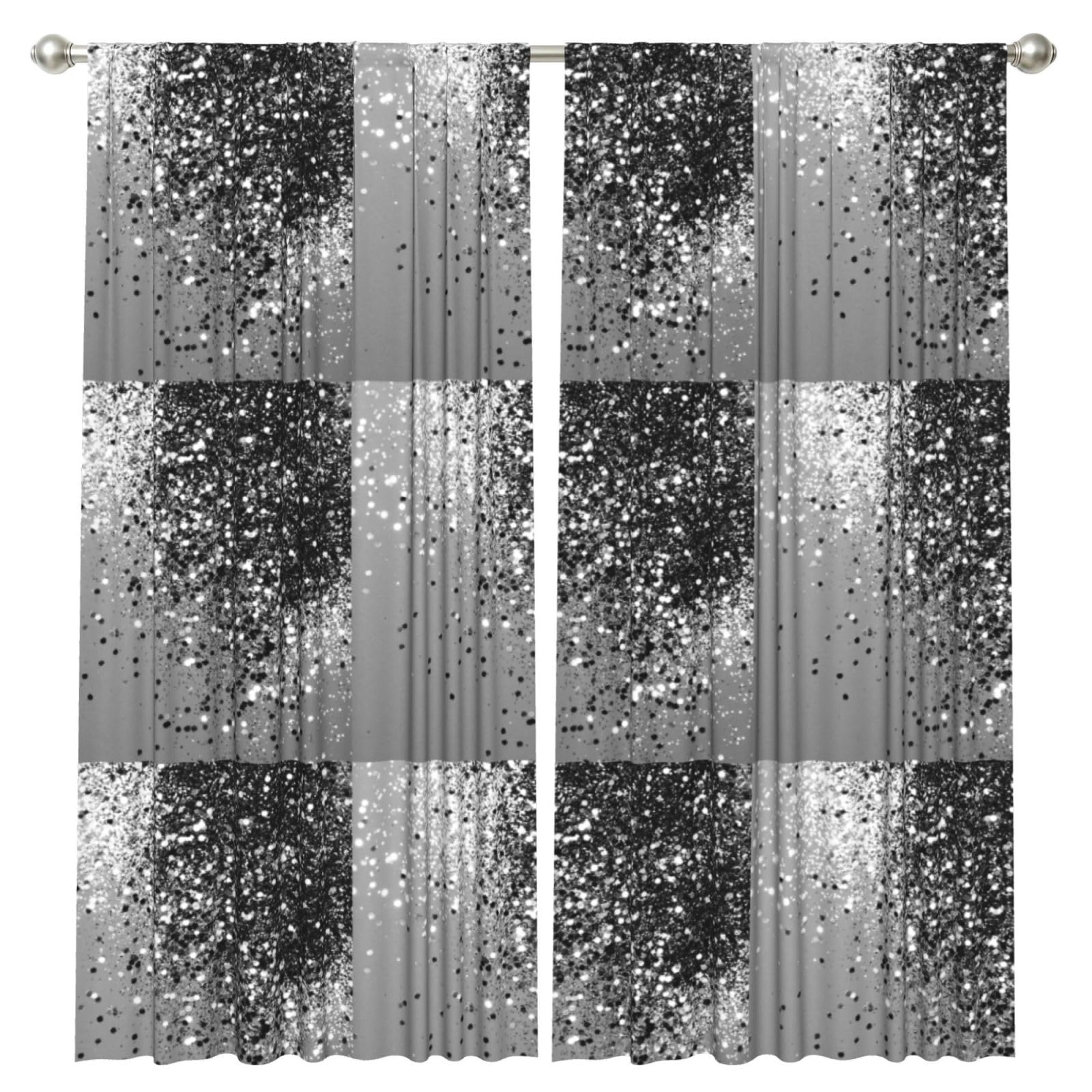 InOmak Sparkling Silver Gray, 2 Panels Window Curtains 52 x 84 Inch Blackout Curtains for Living Room Bedroom