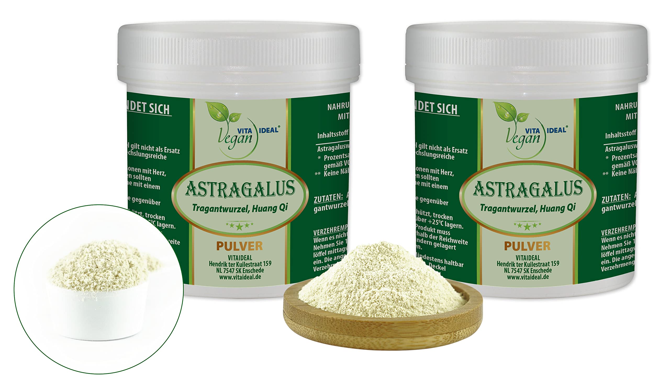 Vegan® ASTRAGALUS - Wurzel 2x 300g PULVER - Tragantwurzel frigidus - Tagesportion 900mg ASTRAGALUSWURZEL, natürlich, pflanzlich & ohne Zusatzstoffe, Inklusive Messlöffel.