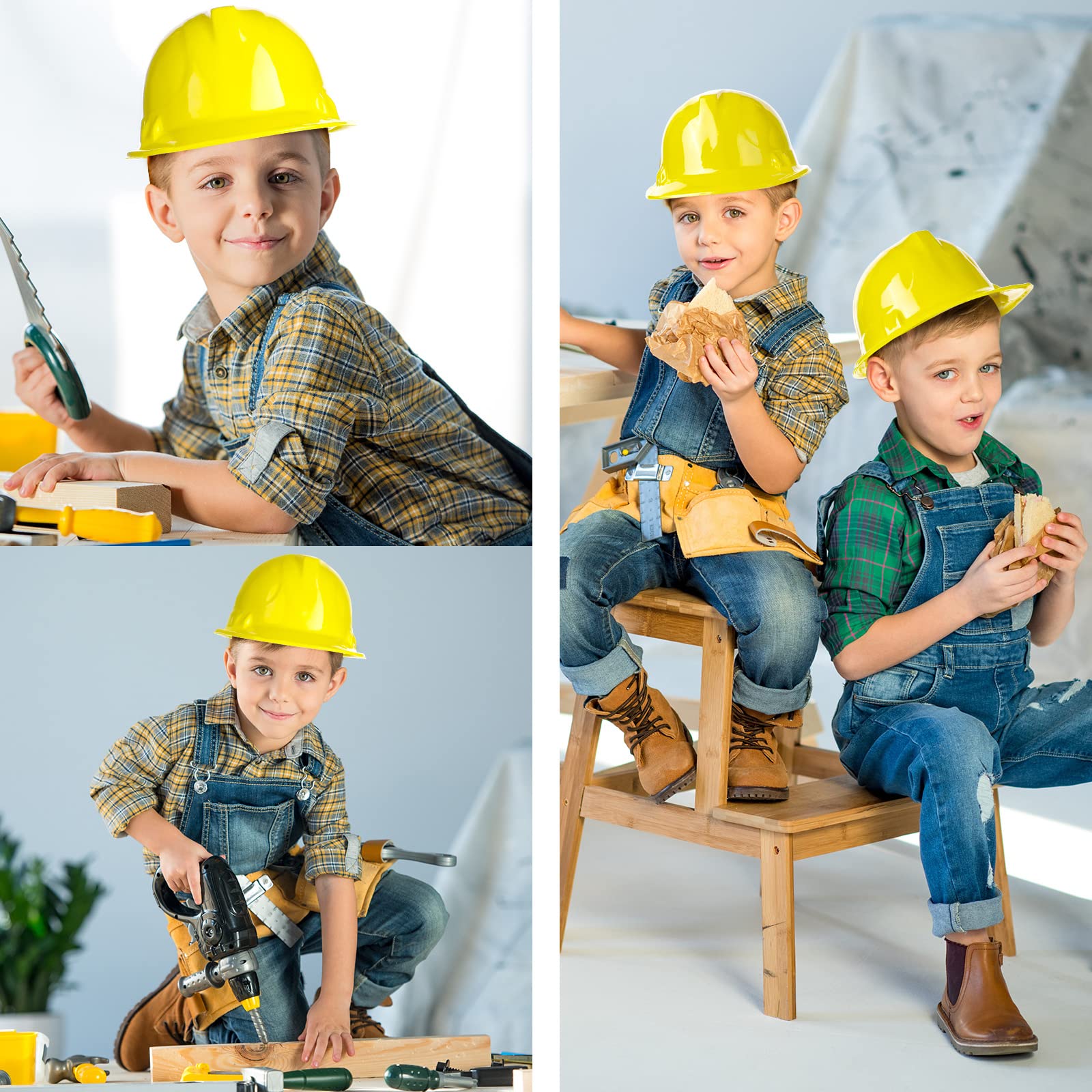 Deekin 72 Pieces Construction Birthday Party Supplies, 36 Construction Hats for Kids with 36 Construction Tote Bags Under Construction Goodie Bags for Building Dress up Theme Party