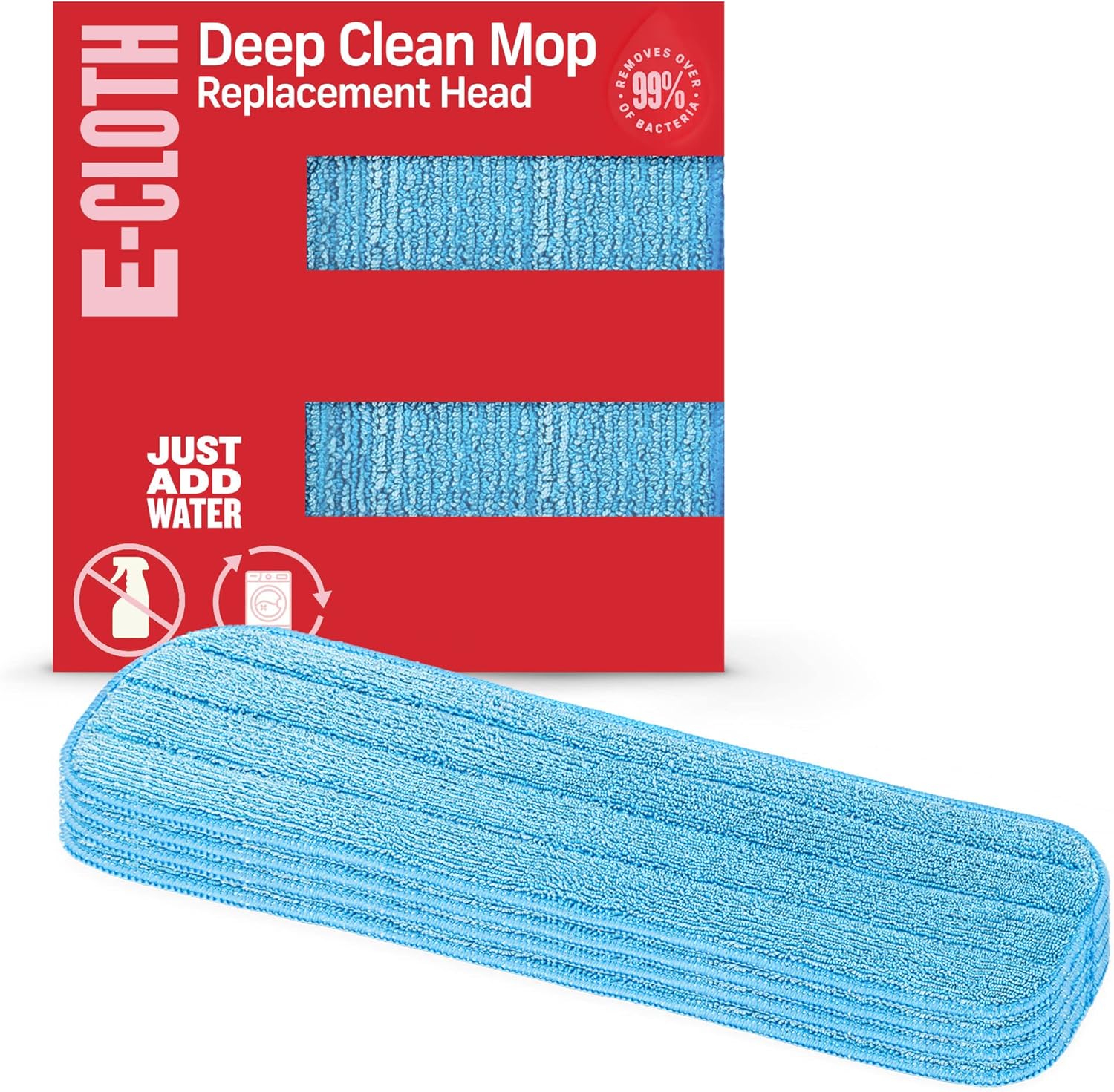 E-Cloth 4-Pack Deep Clean Mop Head, Microfiber Mop Replacement Head, Perfect Floor Cleaner for Hardwood, Laminate, Tile and Stone Flooring, Washable and Reusable, 100 Wash Promise