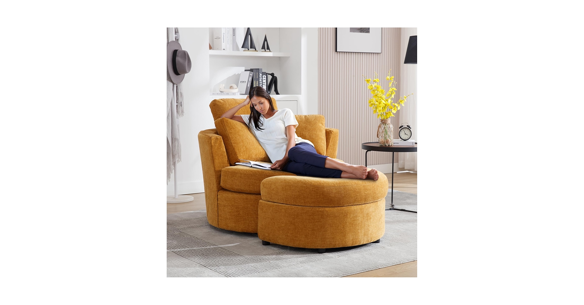 Amazon.com: Chair and A Half with Ottoman, 360° Swivel Chair ...