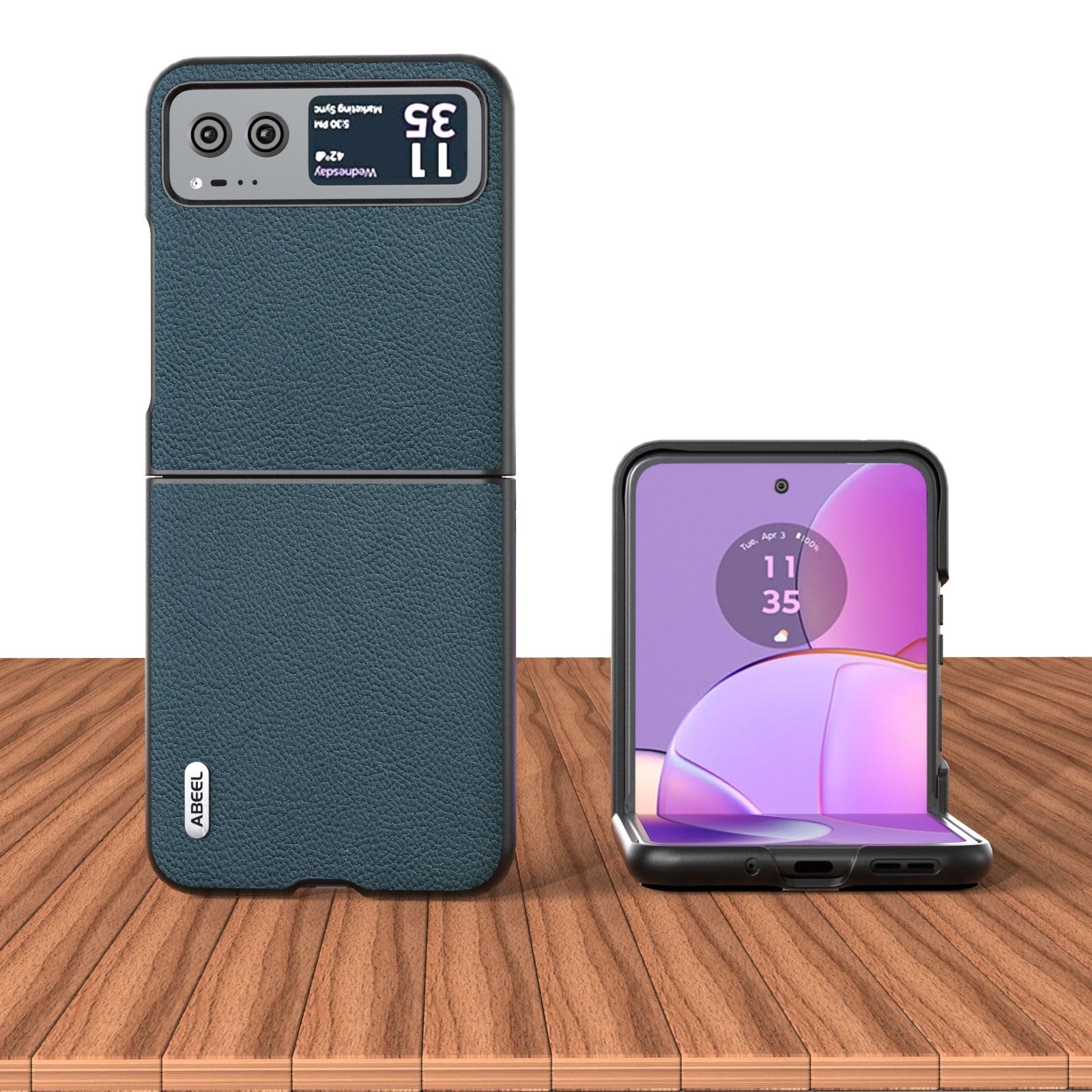 Coque en cuir véritable pour Motorola Razr 40, étui rigide chic vert - 6