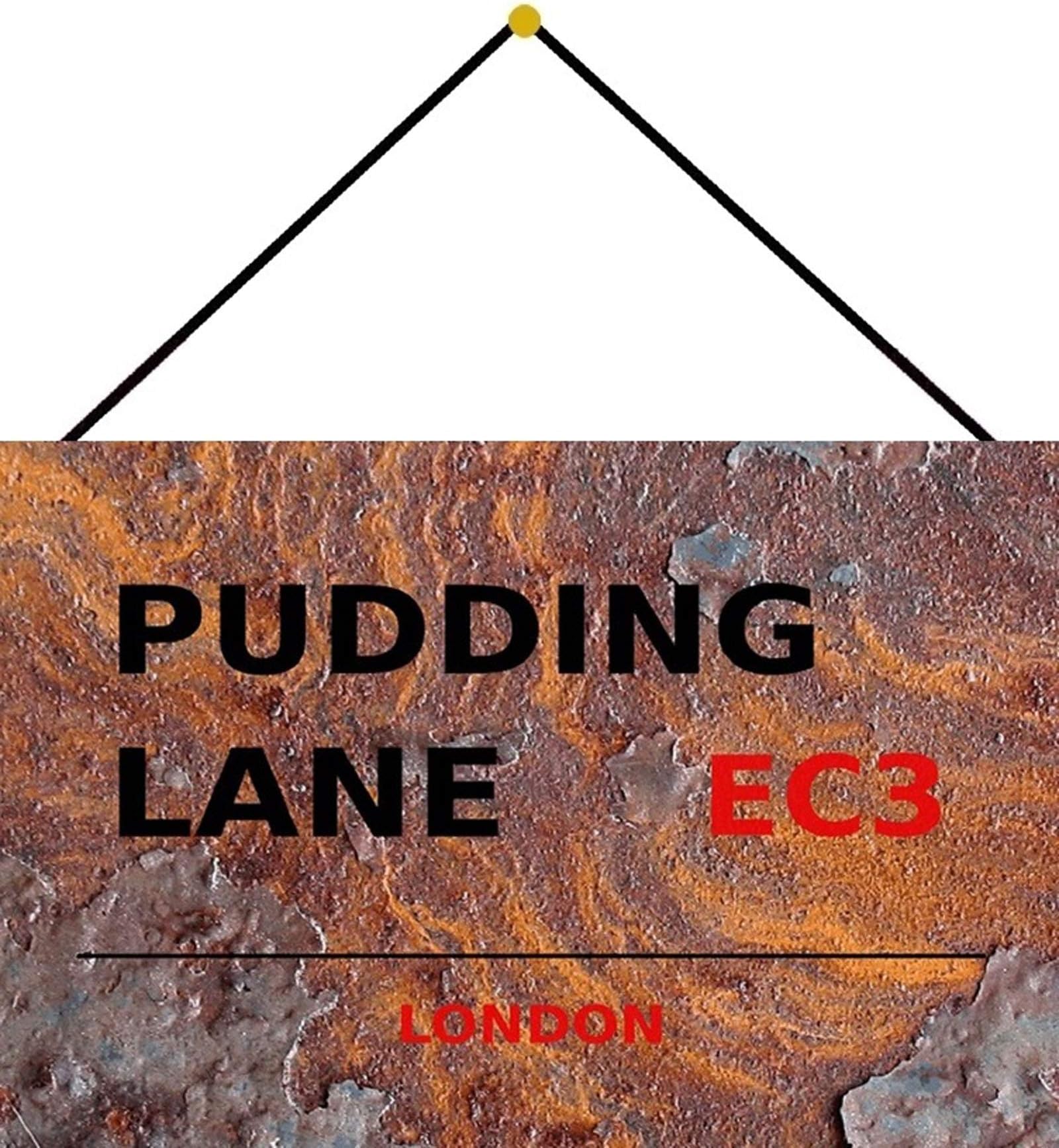 Blechschild With cord 30 x 20 cm Road Sign: Pudding Lane EC3 - London - Blechemma