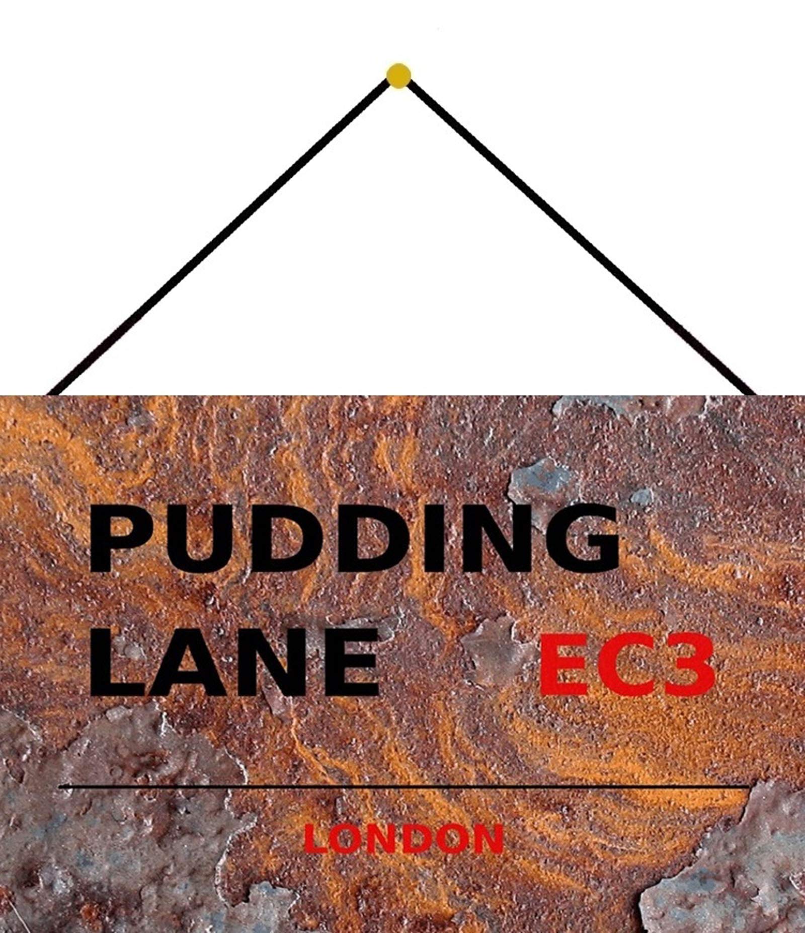 Blechschild With cord 30 x 20 cm Road Sign: Pudding Lane EC3 - London - Blechemma