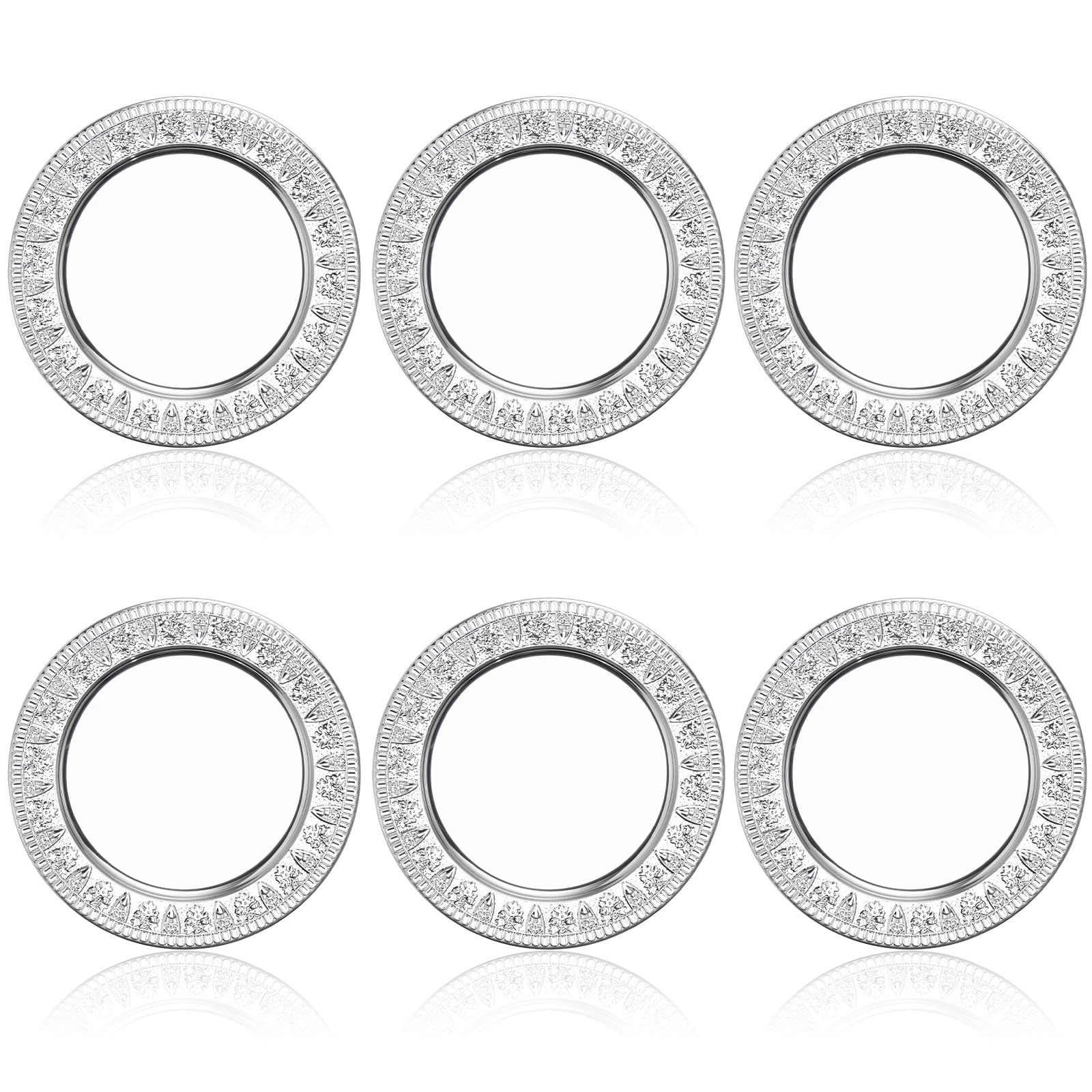 ZENFUN Paquete de 6 platos de carga de acero inoxidable de 13 pulgadas, placas redondas de metal con patrón de flores, platos de camping grandes para el hogar, banquetes, fiestas, restaurantes