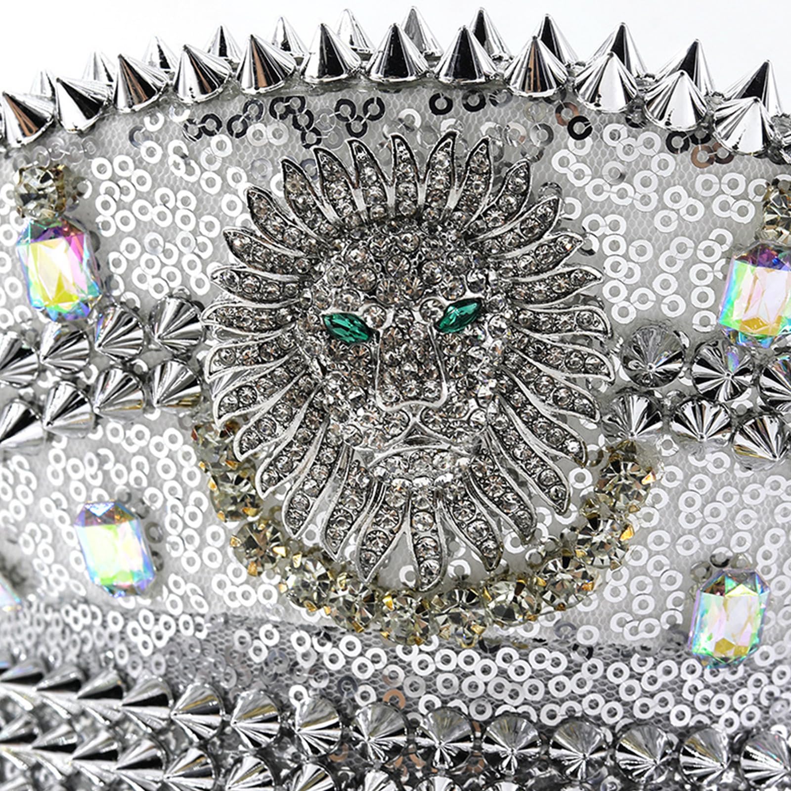 Lions - Cappello unisex con strass e paillettes, regolabile, alla moda, unisex, per gli appassionati di moda