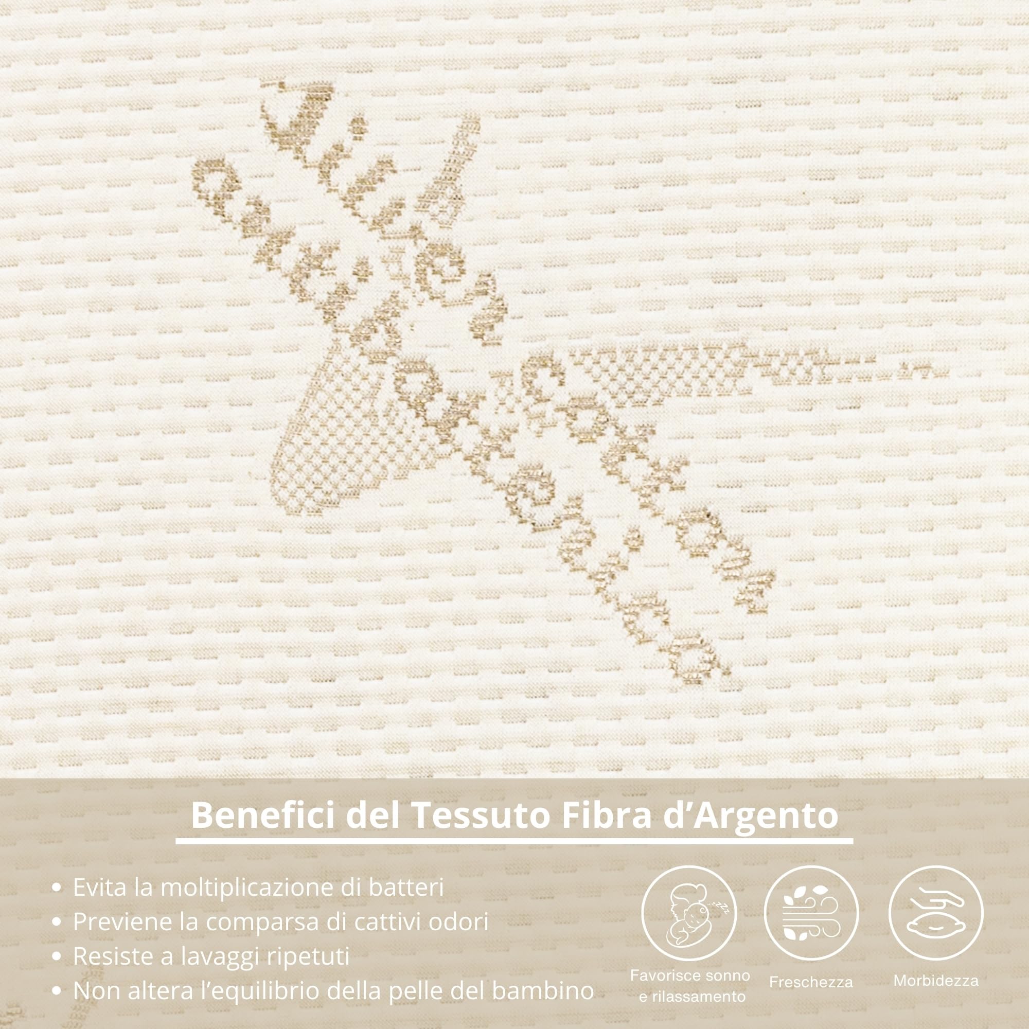 Cuscino Lettino Baby Antisoffoco Babysanity - Cotone 100% OEKO-TEX, Con Fori Traspiranti, Made In Italy - Foto 7