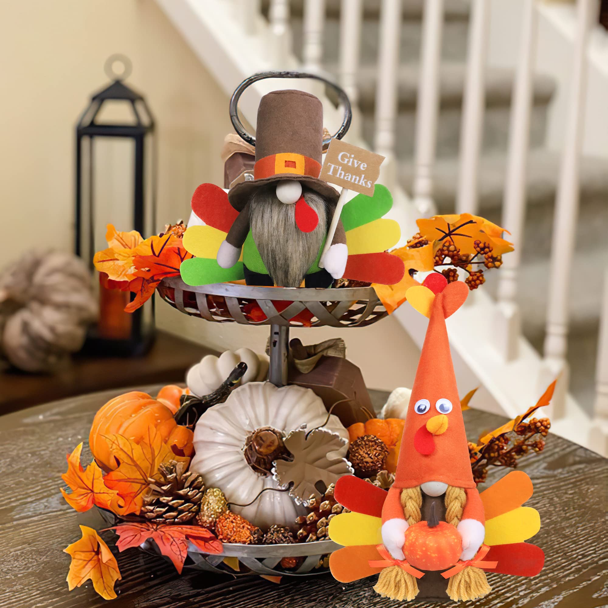 2PCS Fall Gnomes Plush Fall Thanksgiving Decorations For Home Table Kitchen Decor Tiered Tray Decor For Thanksgiving - Bed Bath & Beyond - 36745057