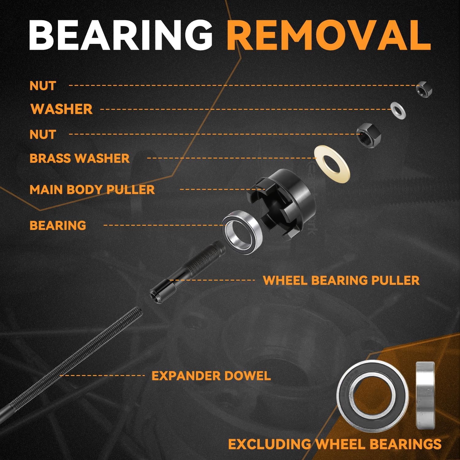 Auto Dynasty Motorcycles Wheel Bearing Puller Tools Set 0.75" 1" 25mm Bearings Compatible with Sportster Twin Cam Vrsc and Most Harley-Davidson Motorcycles 2001-2020, 17 Pcs, Blue/Black