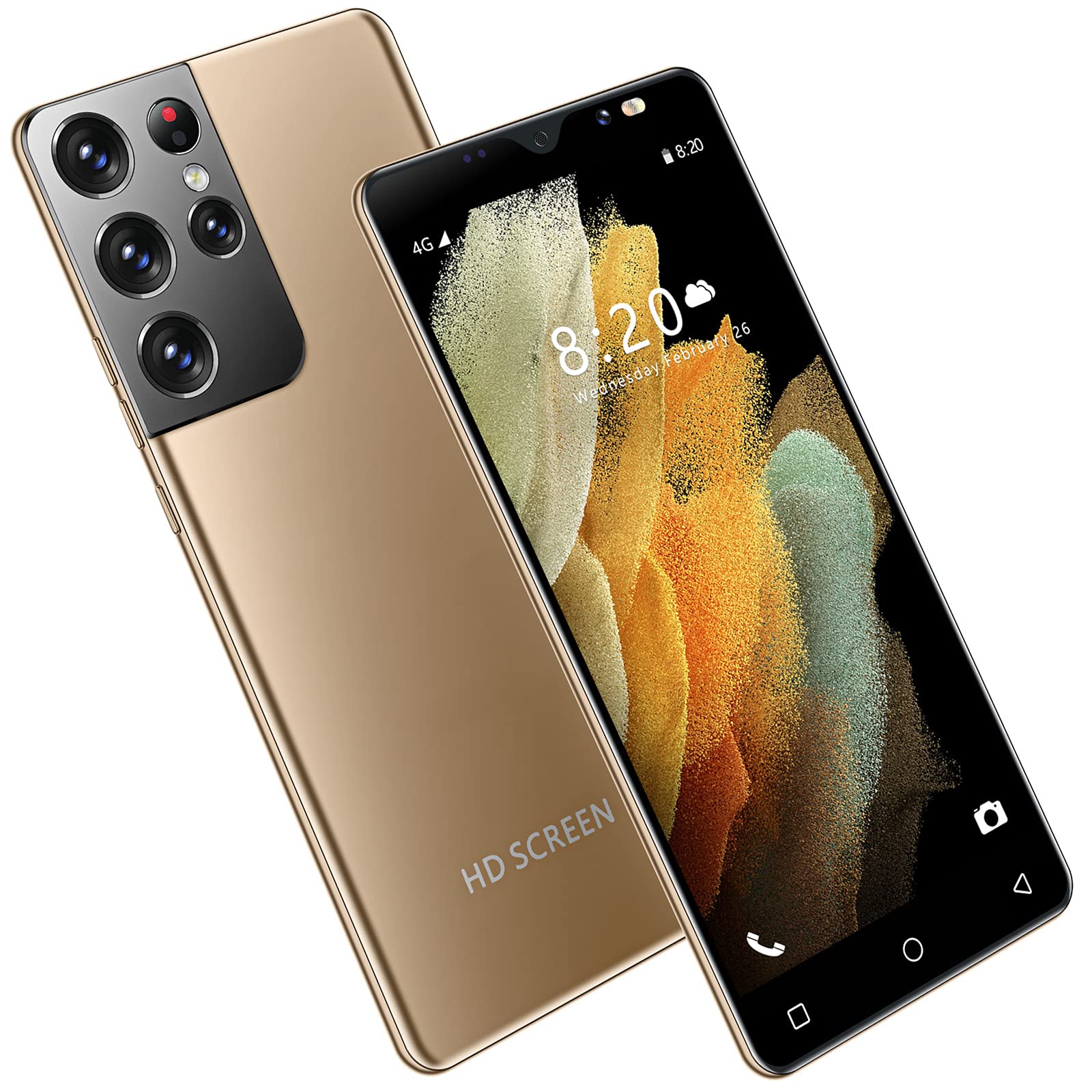 Gaming Phone Dual SIM 5.0" Infinity Display 5G Smartphone Factory Unlocked US Version 4GB RAM + 64 GB 16MP+8MP Camera Android 10 Cell Phone,Gold