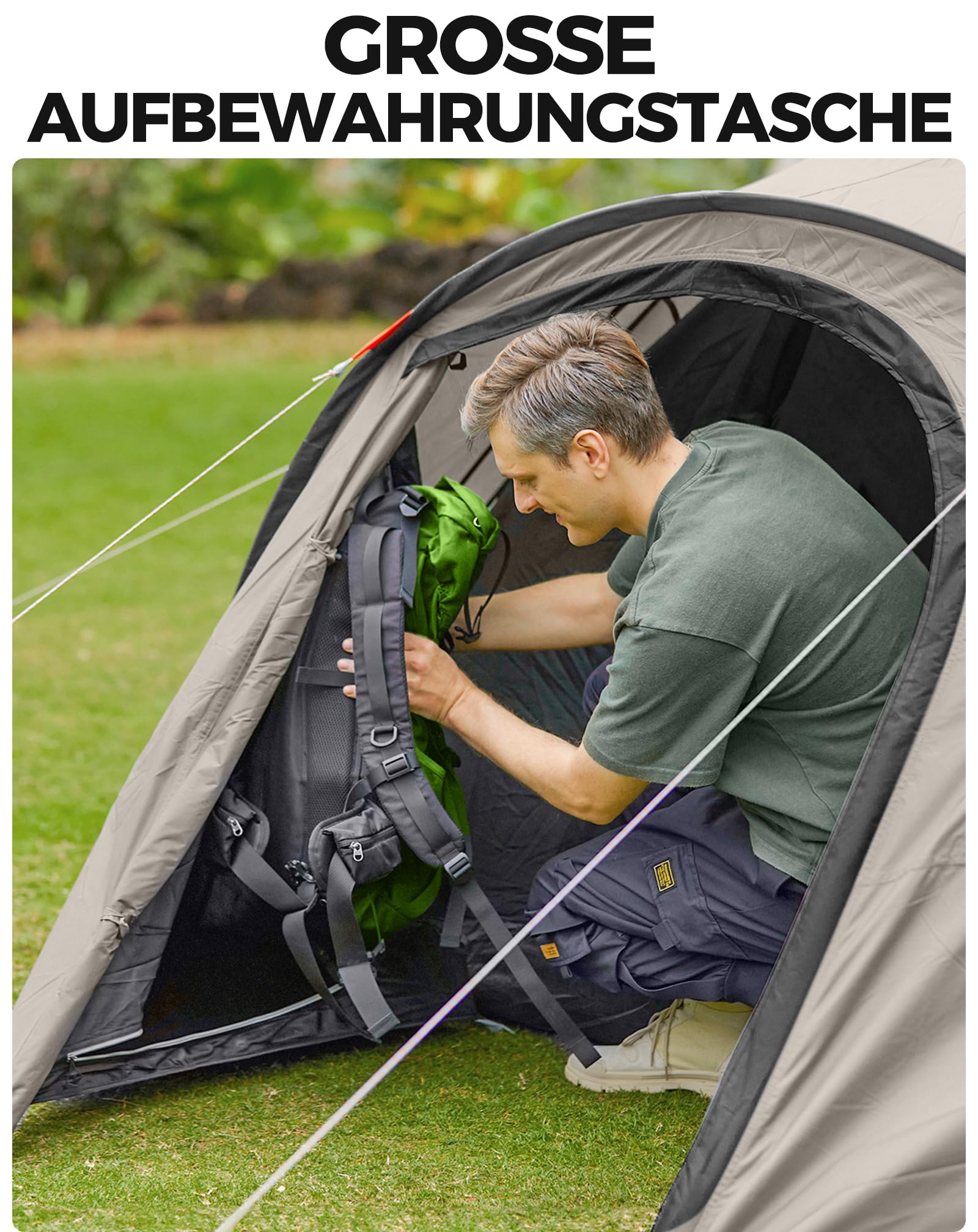 KingCamp Zelt 4 Personen, Geräumiges Camping Zelt mit Vorraum & PVC-Fenster, Einfach Aufzubauendes Doppelzelt, 3000mm Wasserdichtes Zelt, Leichtes Kuppelzelt für Outdoor Garten Camping
