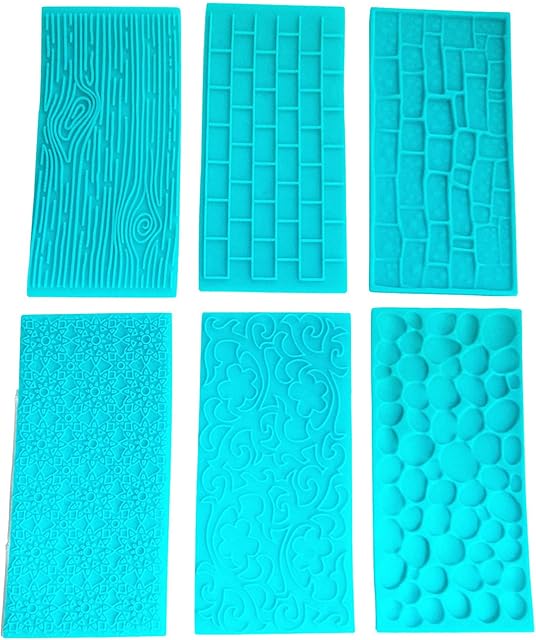 6 Pieces Plastic Embossed Icing Moulds Kits Embossed Icing Mould Used for Chocolate Icing Cake Edging Cupcakes Biscuits DIY Embossing Pad