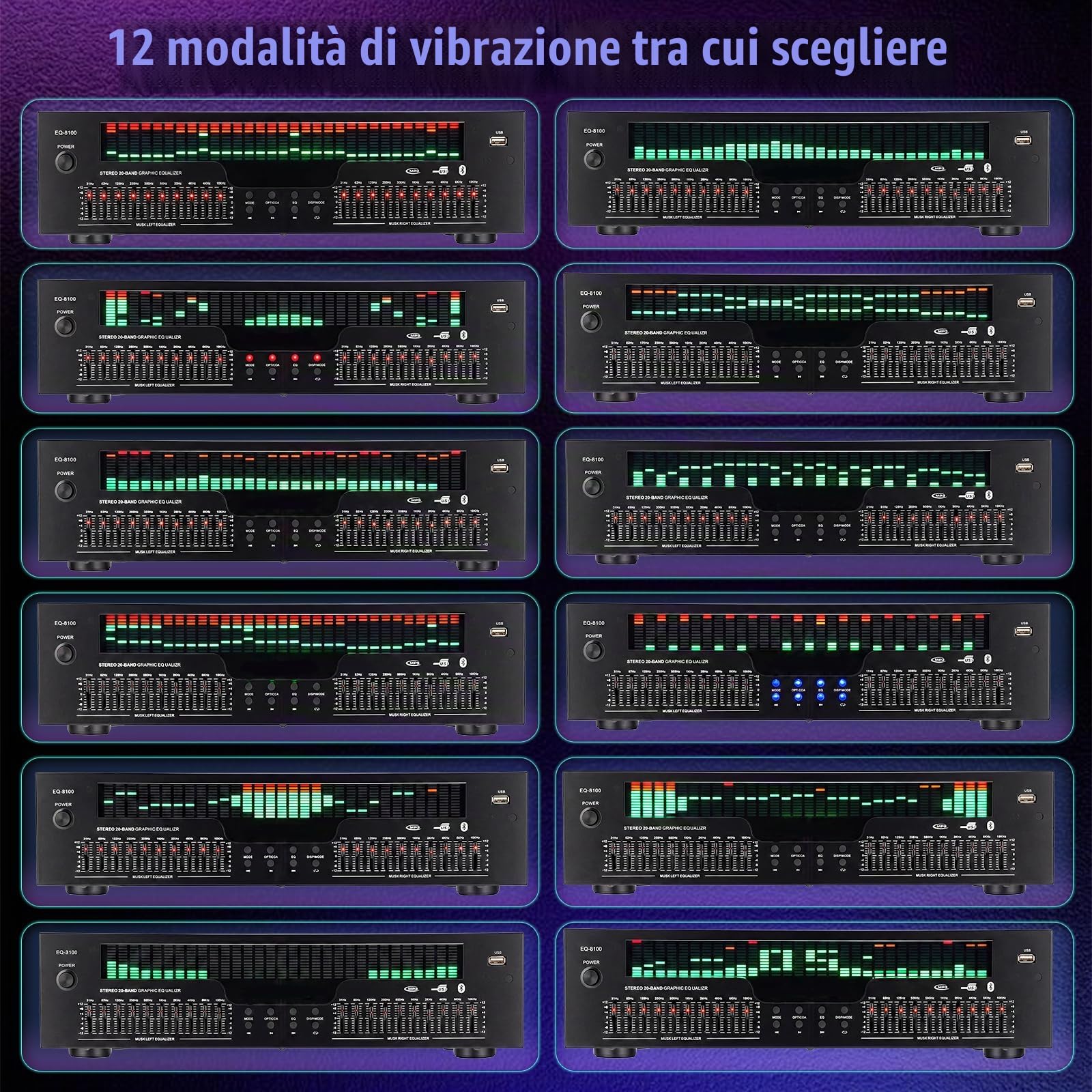 Equalizzatore digitale a 31 bande, display spettro LED, basso rumore