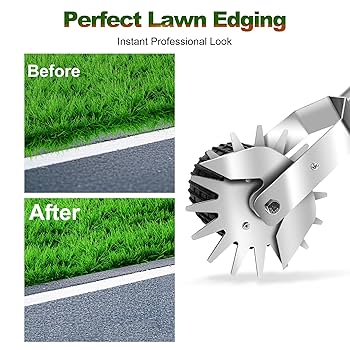 YEELOR Yellow Stainless Steel Rotary Edger, Adjustable Length Lawn Edger, Manual Hand-Powered Garden Tool For Sidewalks, Gardens, Driveways And Flower Bed Edging