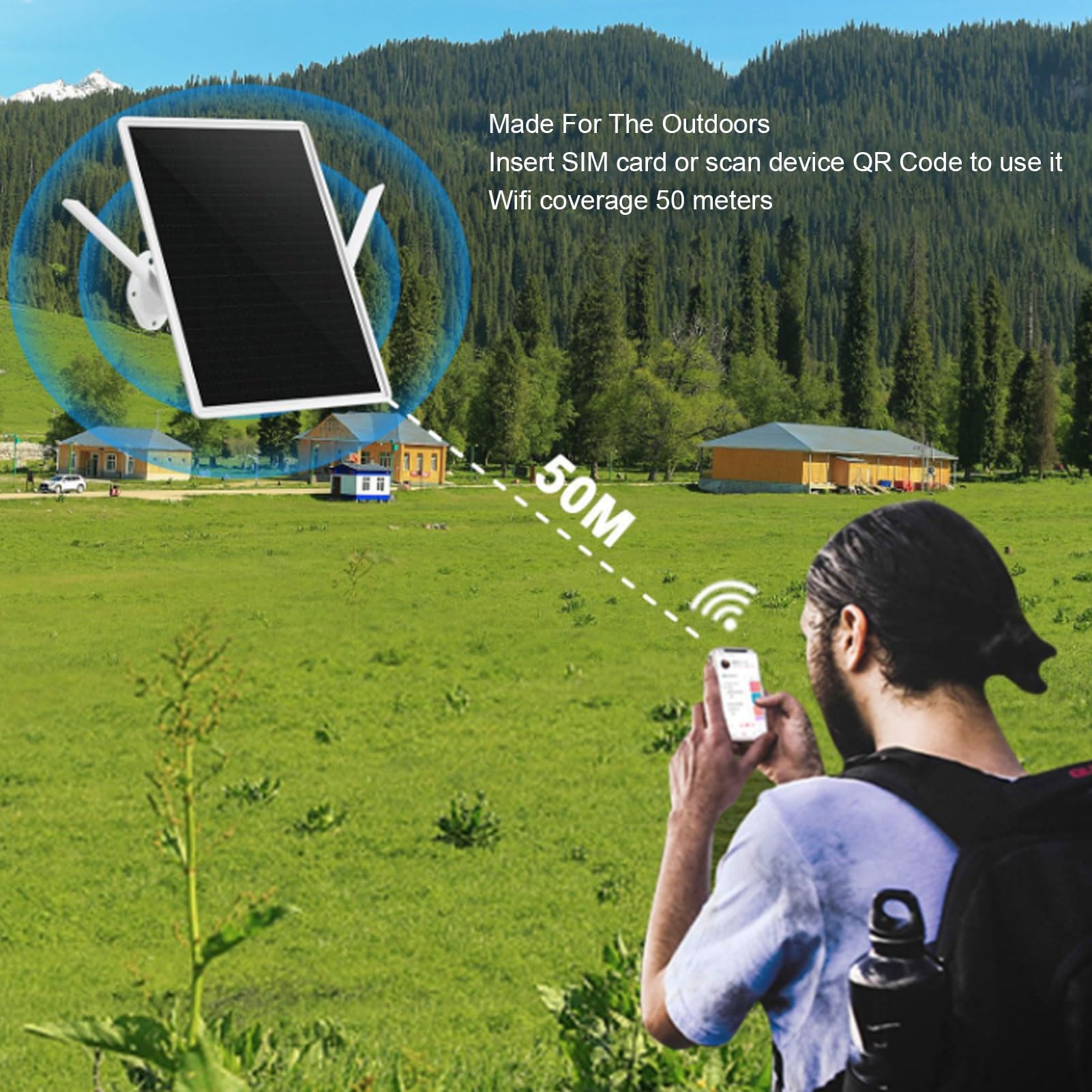 Modem Routeur 4G LTE Extérieur à énergie Solaire avec WiFi6 pour Camping Randonnée Pêche 20000mAh