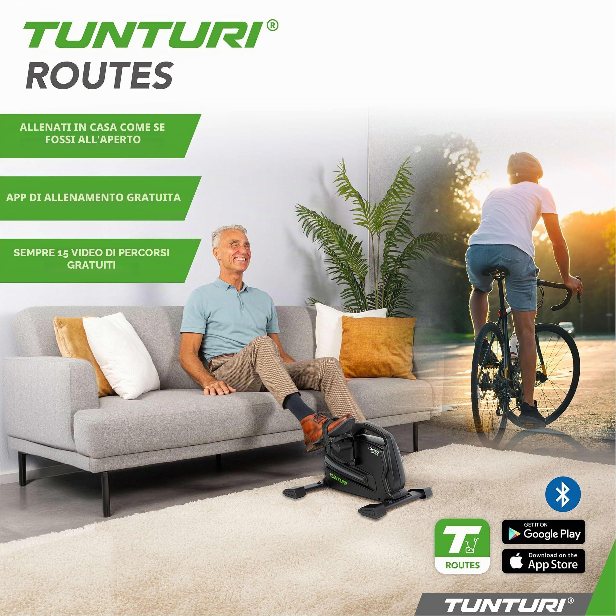 Tunturi Pedaliera Cardio Fit, vincitore del test 2024, mini cyclette per anziani, allenamento per braccia e gambe seduti, resistenza regolabile e display LCD