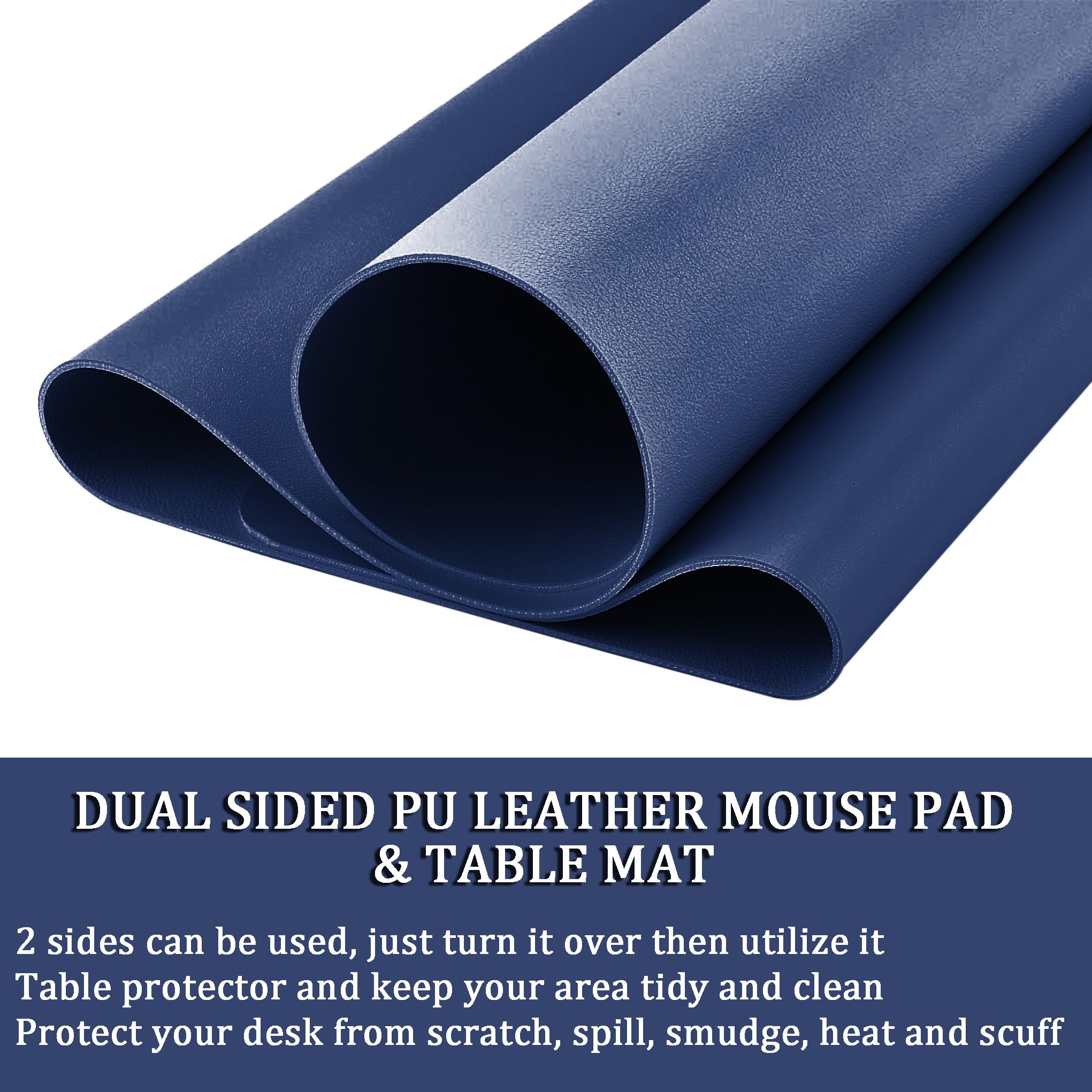 LL-COEUR Dos Cara Cuero Alfombrilla de Ratón Impermeable Escritorio Pad Oficina Desk Mat (1000 x 500 x 2 mm, Azul Oscuro)