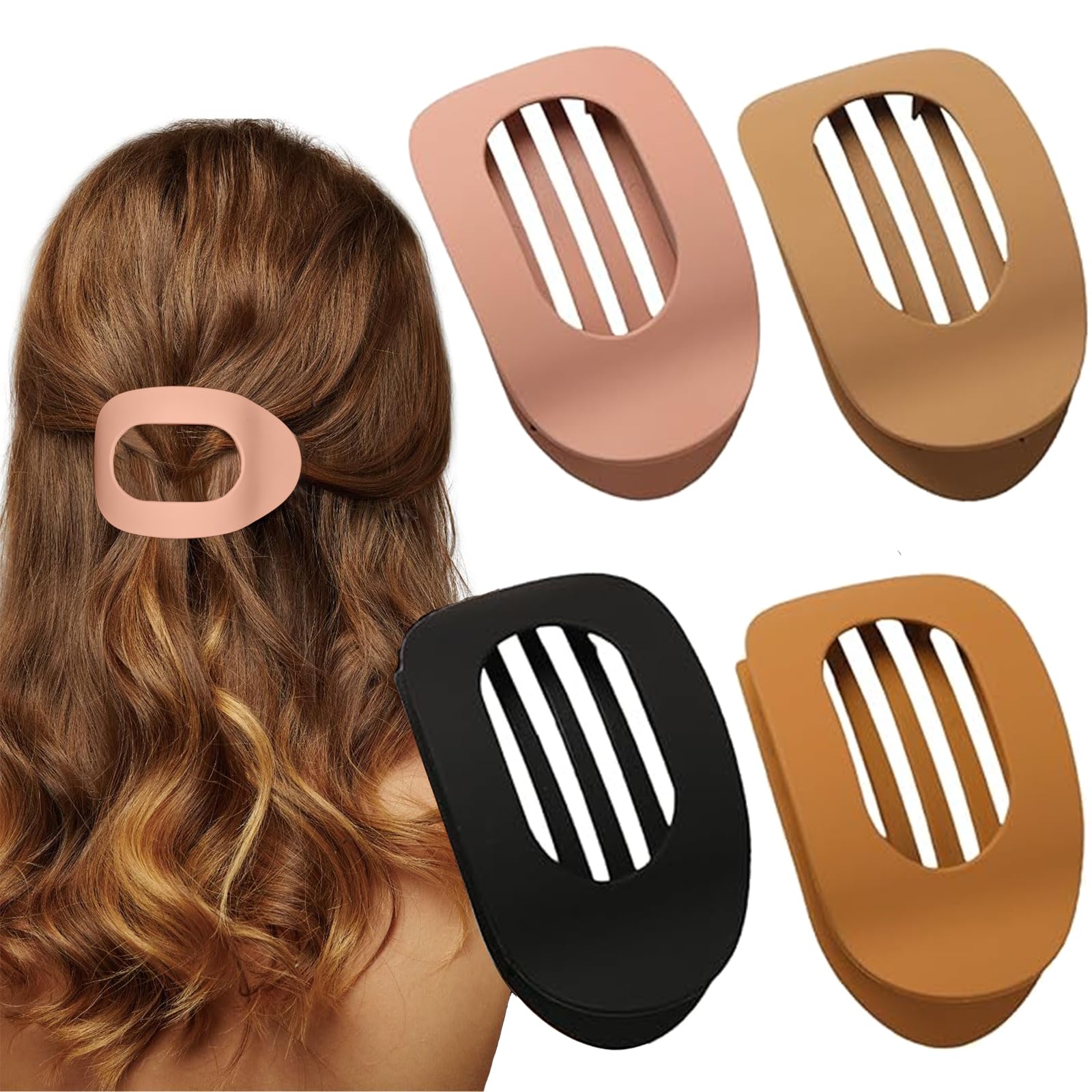 VivaSmile 4 PCS Flat Hair Clips for Women Curved Design Duckbill Hair Clips for Lying Driving