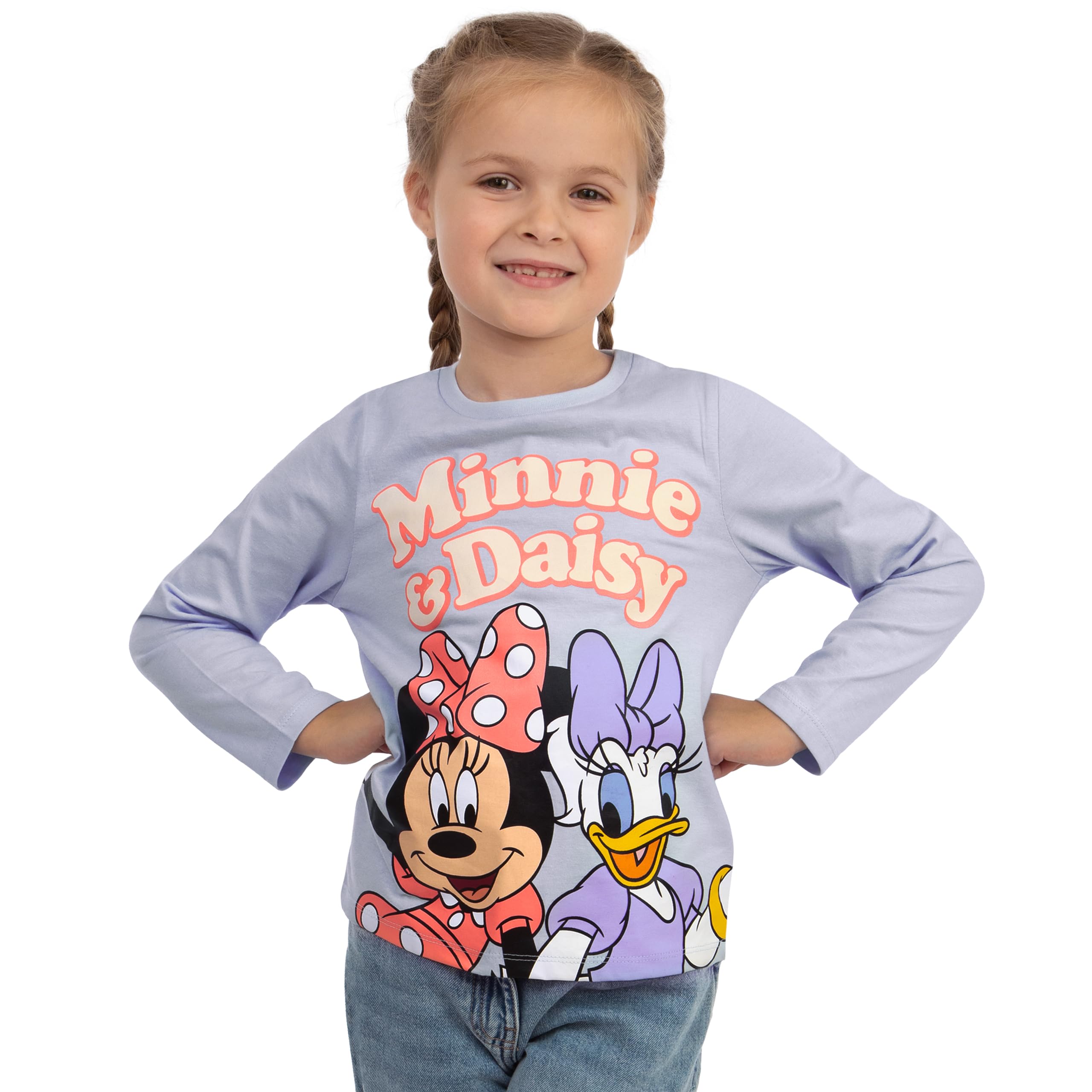 Disney Koszulka Dziewczęca, Minnie Mouse i Daisy Duck, Dziewczęca Bluzka z Długim Rękawem