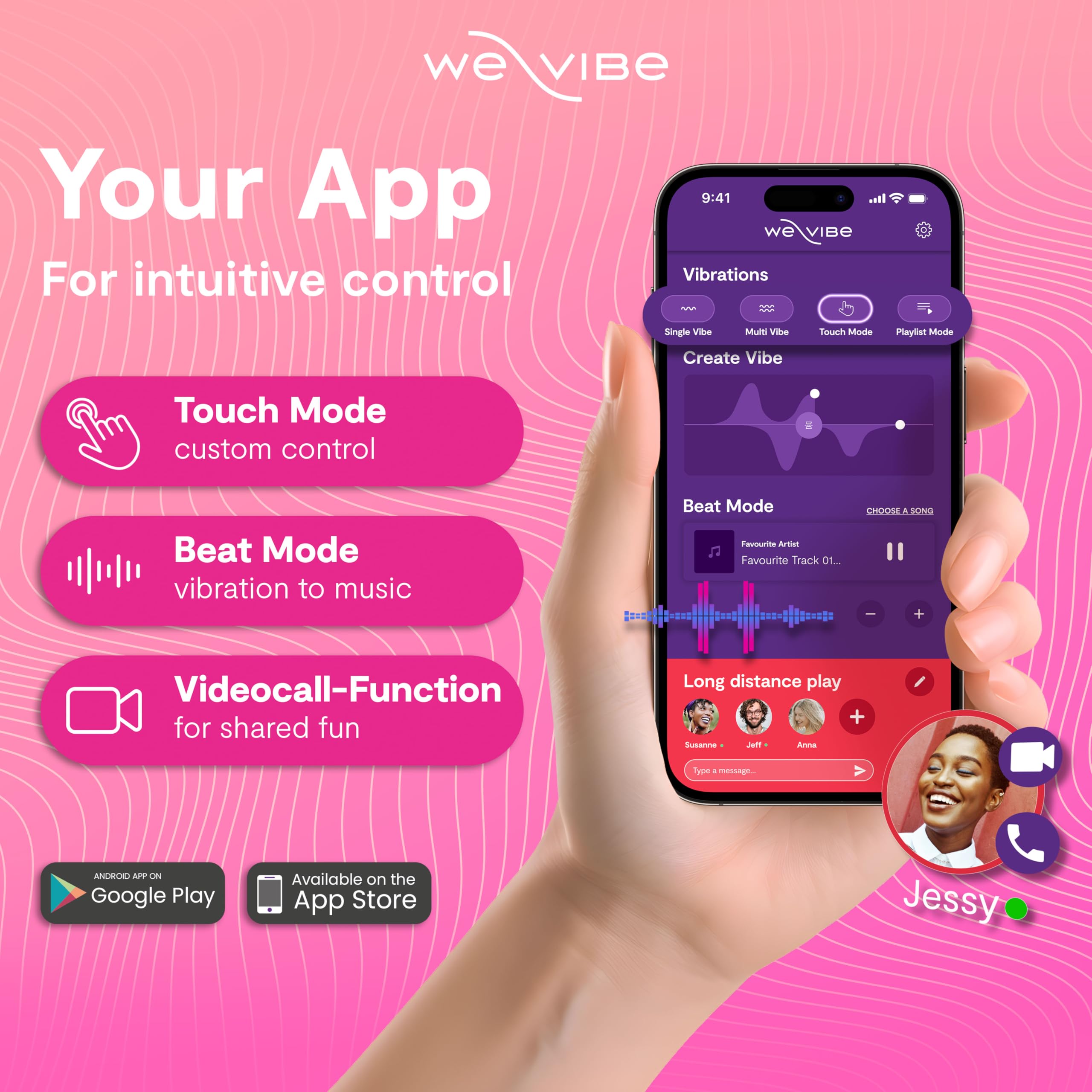 We-Vibe Jive 2 Vibratore per il Punto G Indossabile - Uovo Vibrante - Sex Toy Vibrante per Donna y Coppie con 10 Livelli di Intensità - Controllo via App e Telecomando - Impermeabile - Ricaricabile