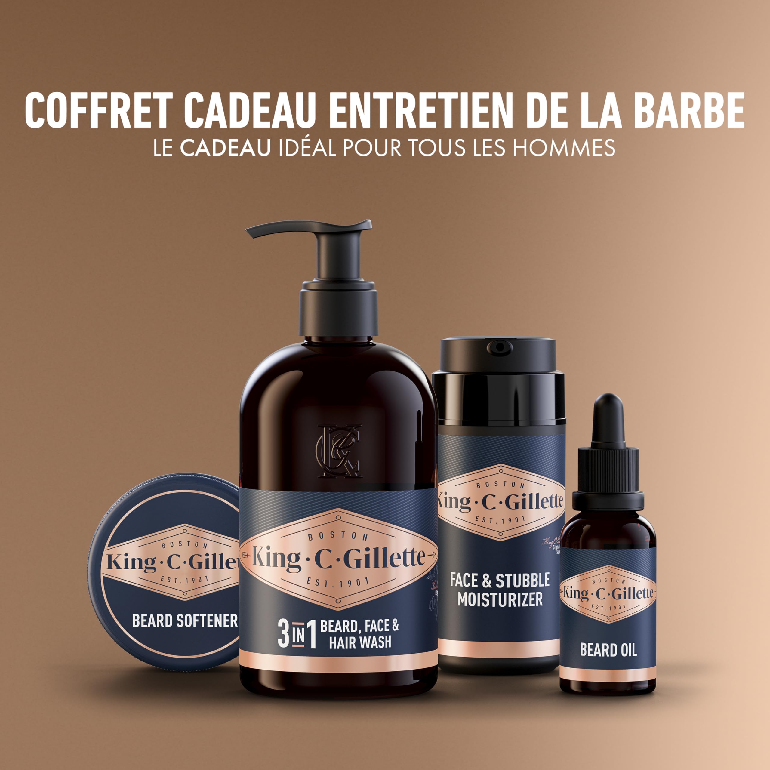 King C. Gillette Kit Barbe Homme avec 4 Soins Visage