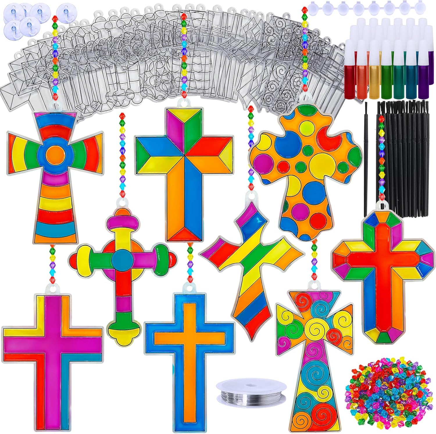 Winlyn 27 Sets Cross Suncatchers Ornaments Decorations DIY