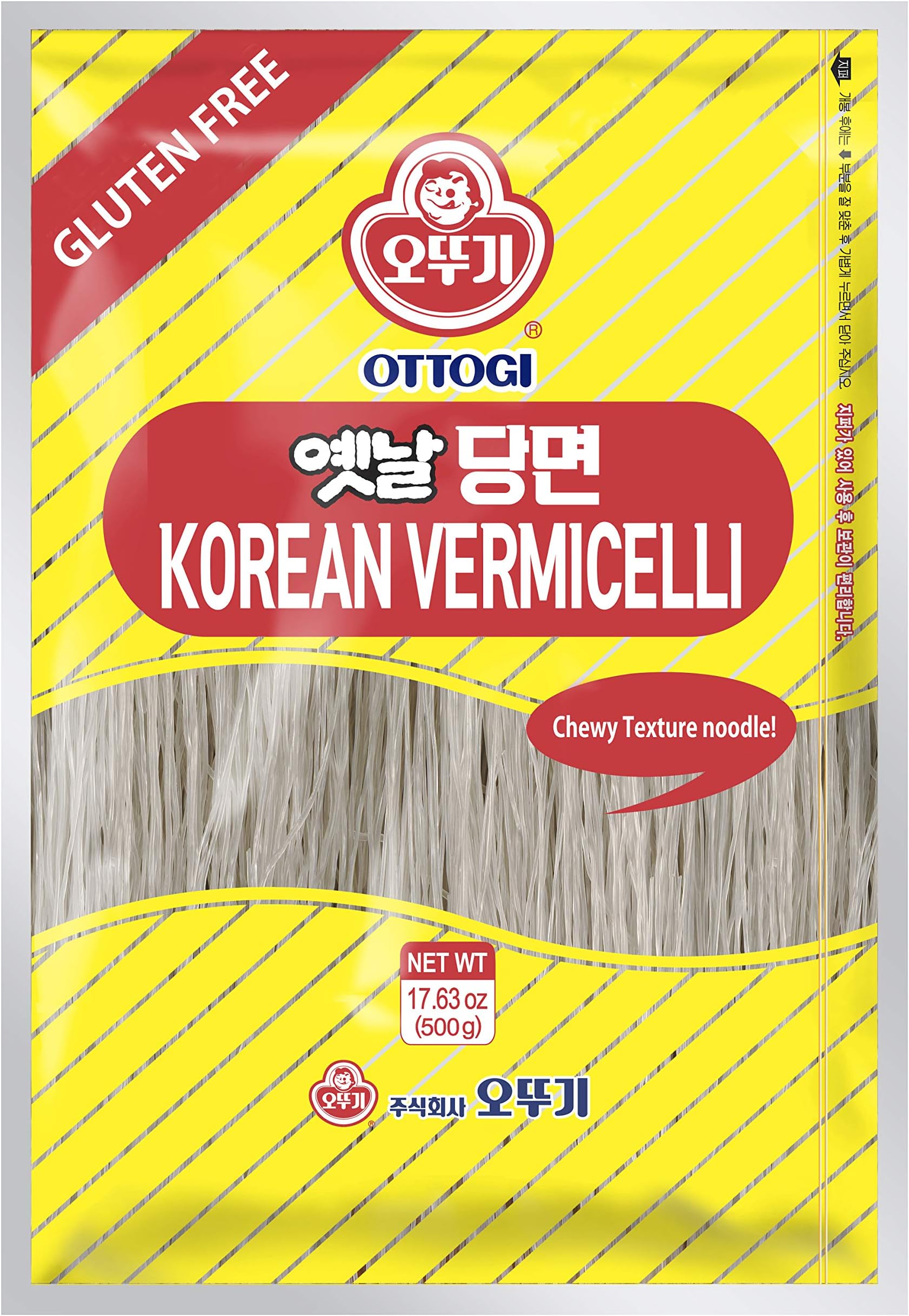 OTTOGI Korean Vermicelli Premium Glass Noodle (17.63oz /500g) - Vegan, Gluten Free, Low Carb, 100% Sweet Potato Starch
