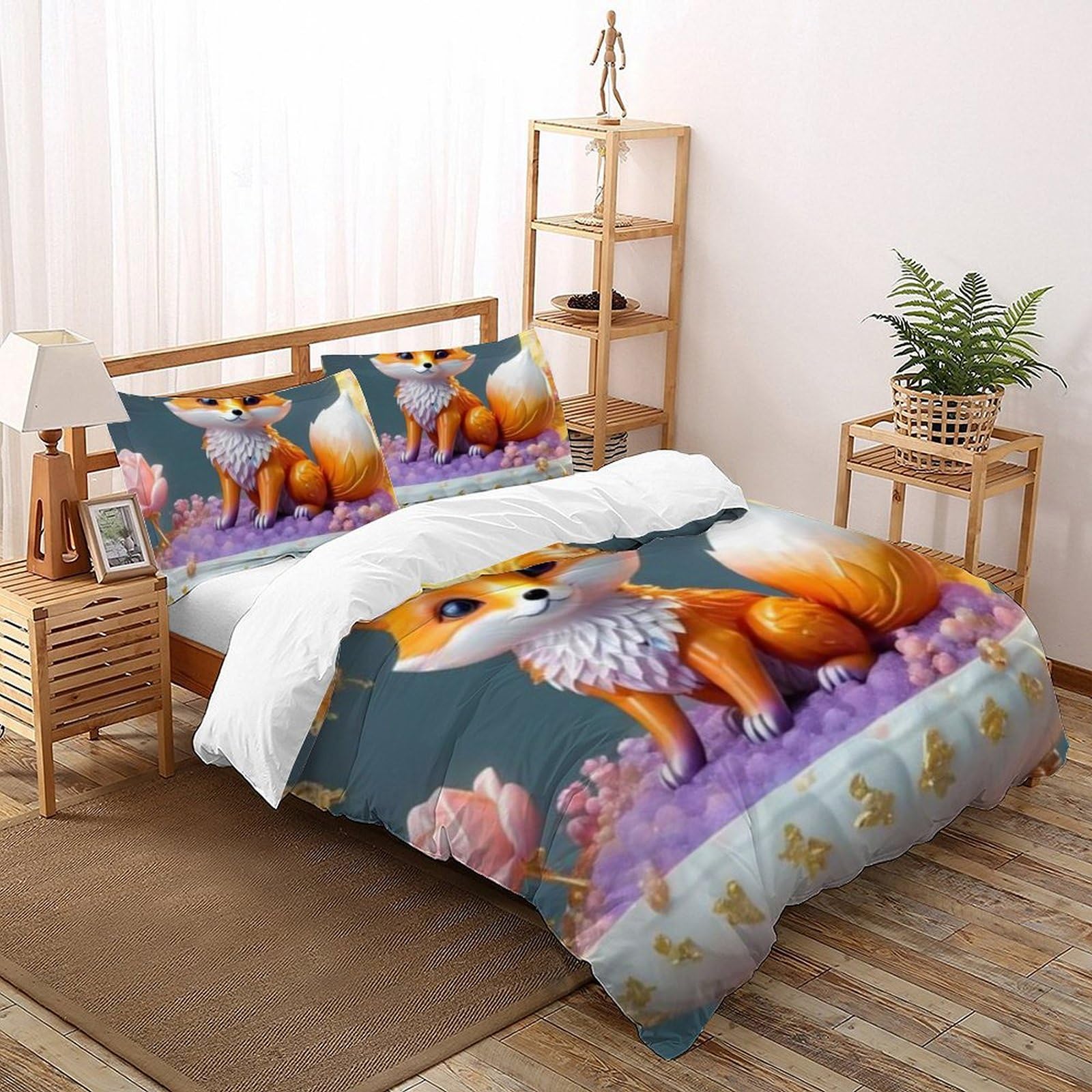 Housse de couette fox pour chambre de fille et ambiance nature land animaux