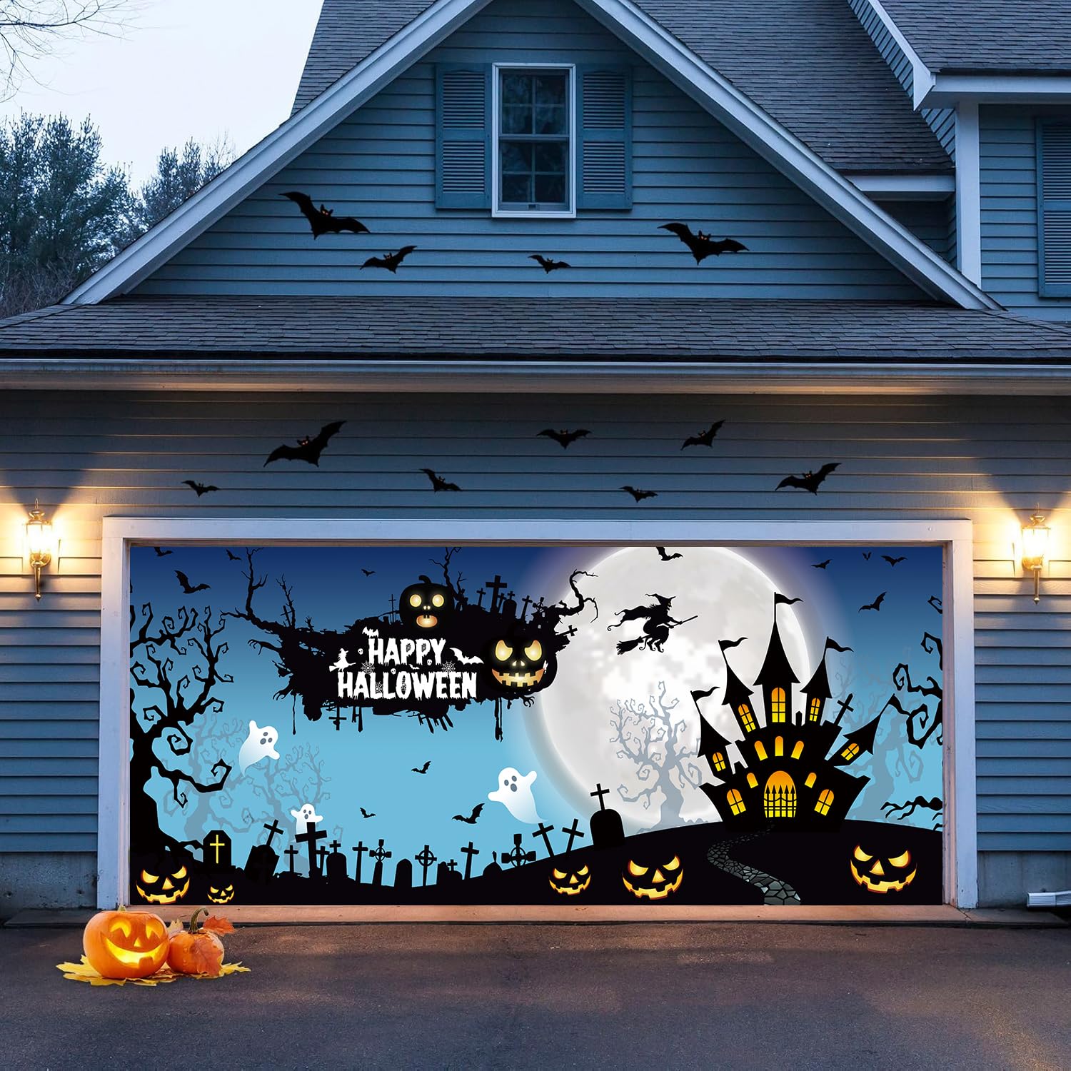 Preboun Decoración De Puerta De Garaje De Halloween, Cubierta
