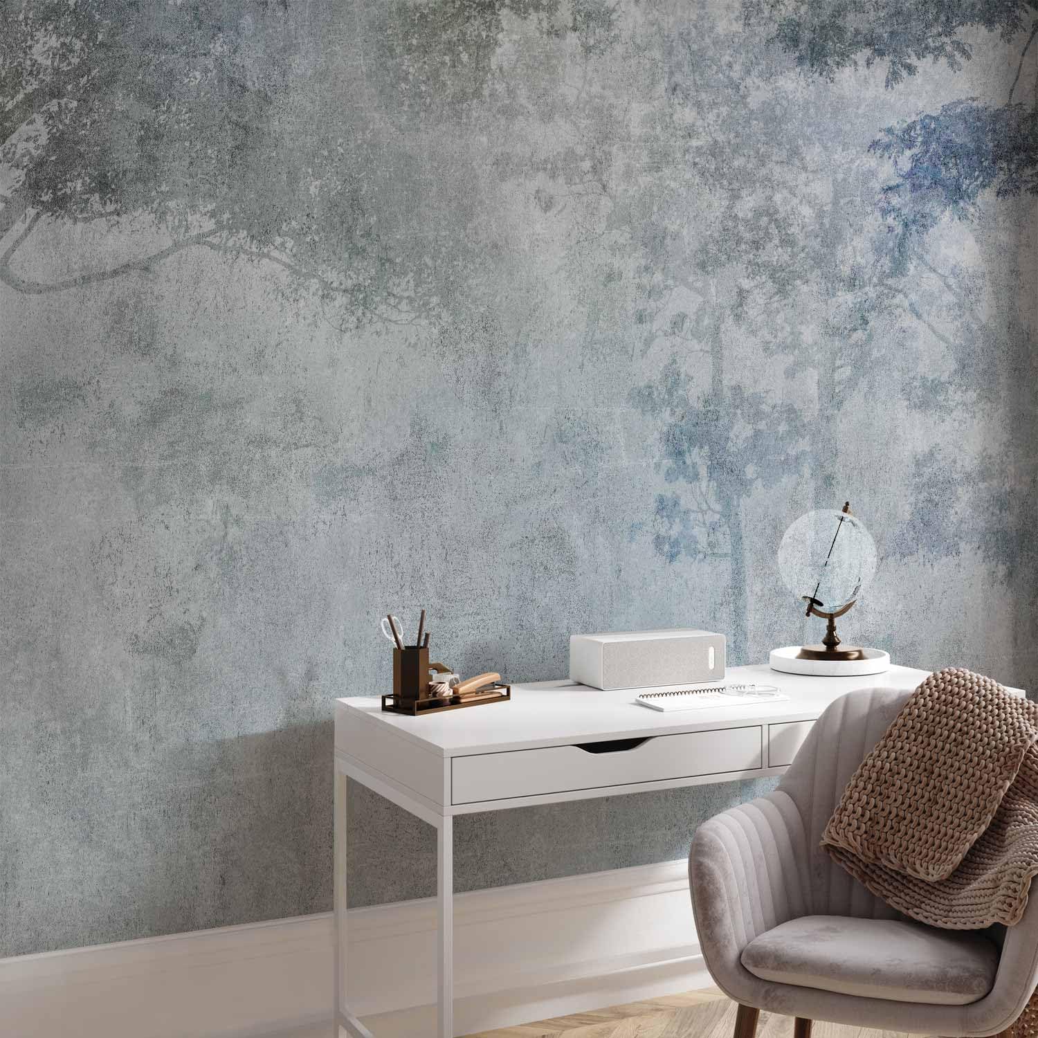 murando Fotomurales Autoadhesivo Bosque 392x280 cm Papel Pintado Decoración | Pared Murales Pegatina decorativos adhesivos moderna de Diseno Fotográfico Arbol Naturaleza Paisaje Gris
